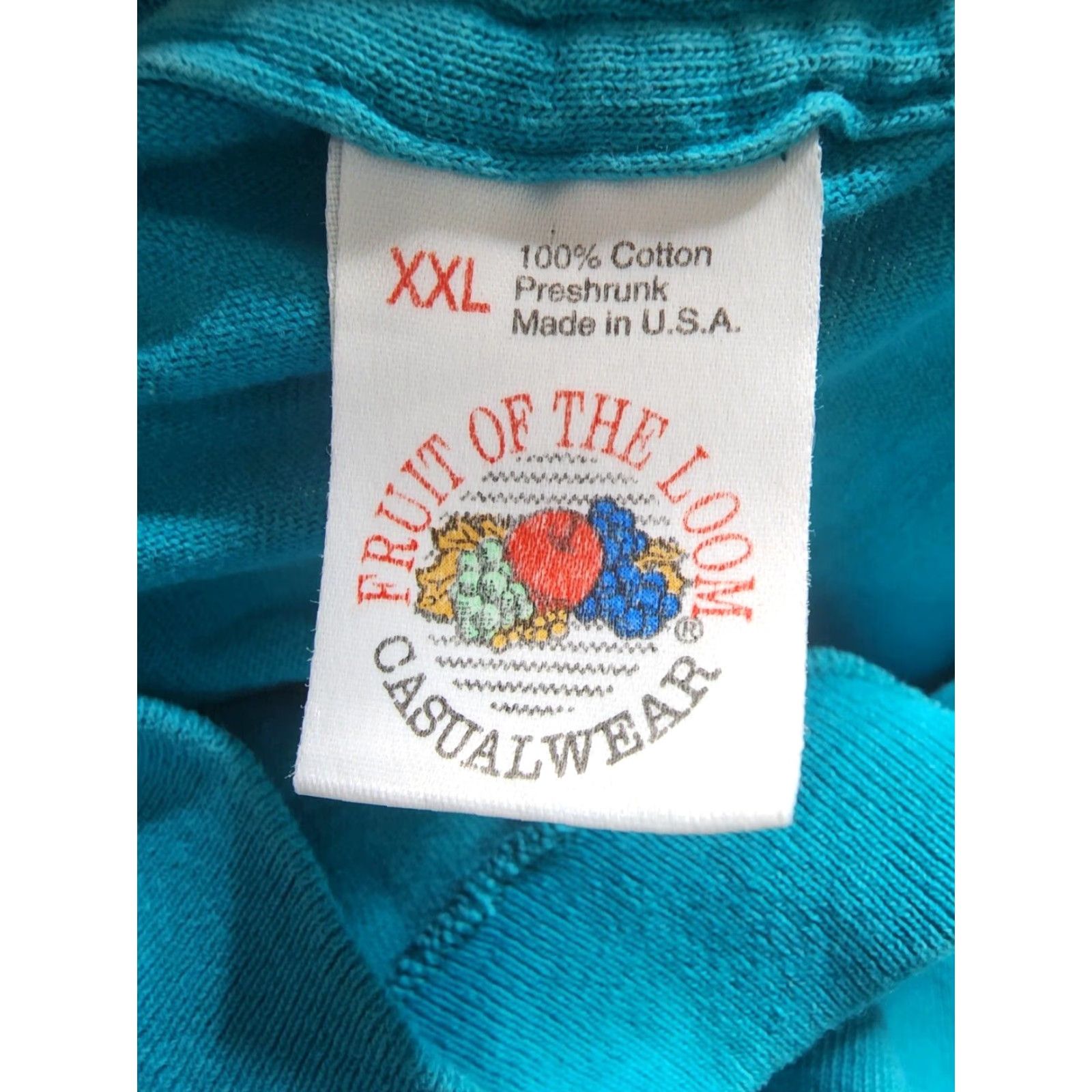 Fruit Of The Loom VINTAGE Fruit of the Loom T Shirt Mens 2XL Blue USA Single Stitch Distressed 80s 90s Retro Grunge Rockabilly Music Classic USA Shirt Mens Size US XXL / EU 58 / 5 - 6 Thumbnail