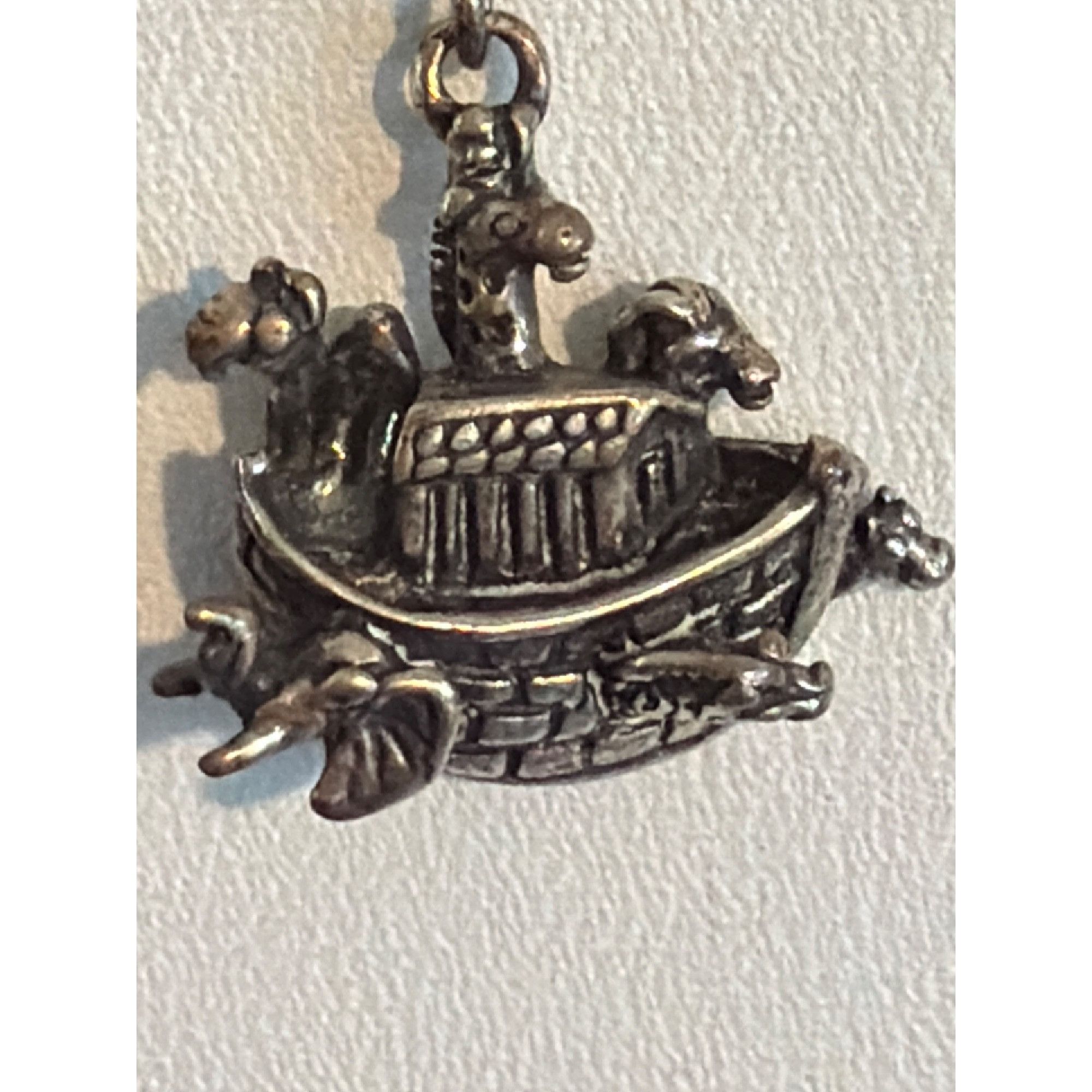 Other Vintage Shube Sterling Silver Noah's Ark Dangle Earrings 3D Size ONE SIZE - 2 Thumbnail