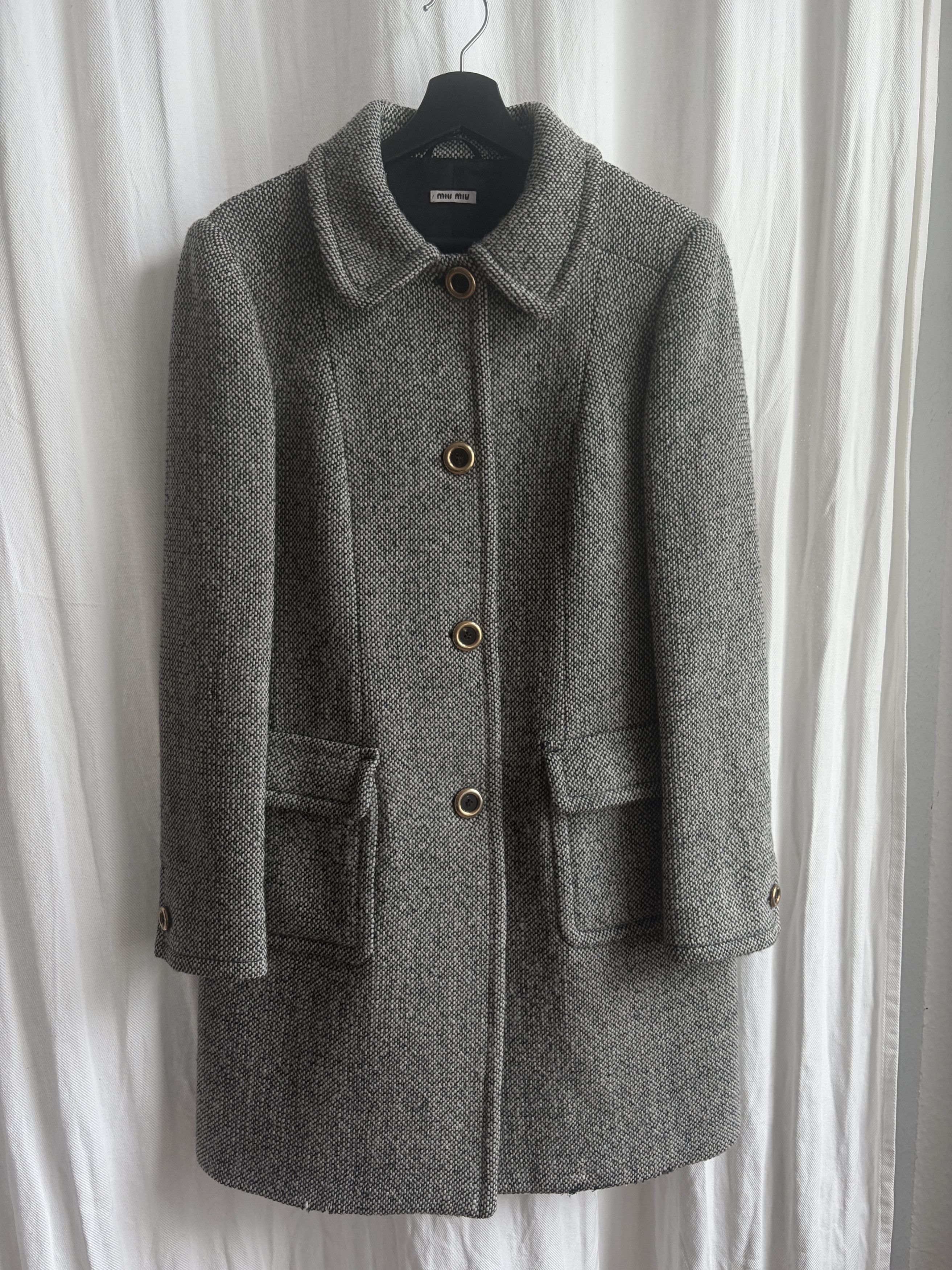 Miu Miu AW11 Tweed Wool Coat Size L / US 10 / IT 46 - 1 Thumbnail
