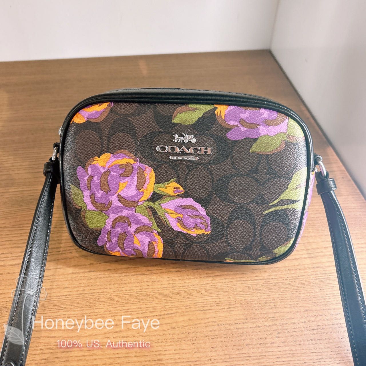 Coach rose print camera bag hotsell