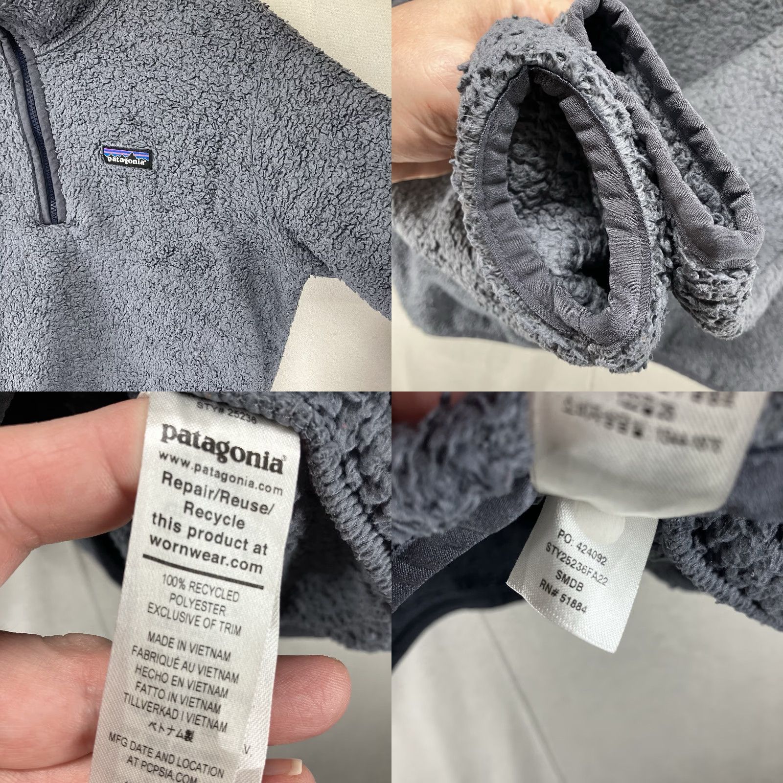 Patagonia Patagonia Mens Gray Sherpa Fleece 1/2 Zip Pullover Sweatshirt Long Sleeve Mock Neck Logo Outdoor Retro Athletic Fit S Regular Size US S / EU 44-46 / 1 - 9 Thumbnail