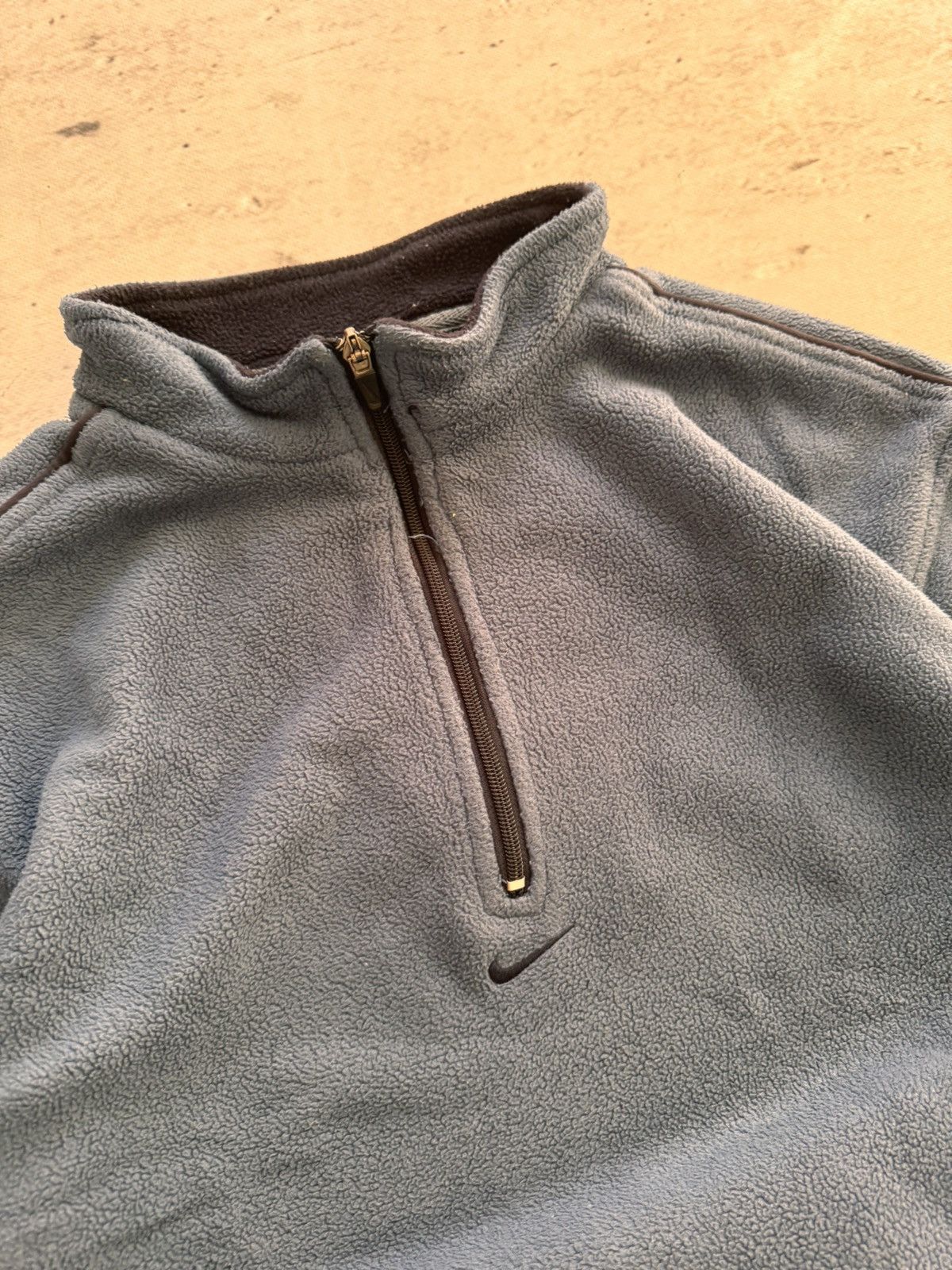 Nike × Vintage NIKE TEDDY 1/3 ZIP VINTAGE CENTER LOGO OVERSIZE SWEATSHIRT Size US XL / EU 56 / 4 - 3 Thumbnail