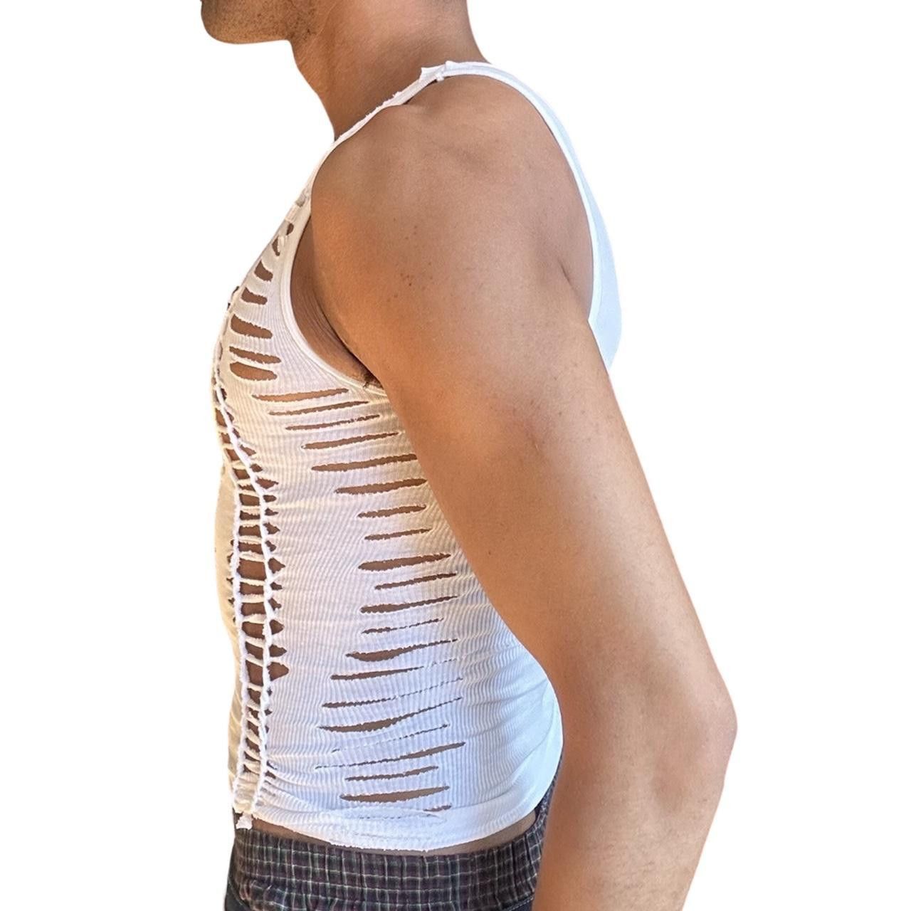 Hanes HANES 'SLASHES" WHITE BRAIDED FESTIVAL TANK TOP_ MEDIUM Size US M / EU 48-50 / 2 - 3 Thumbnail