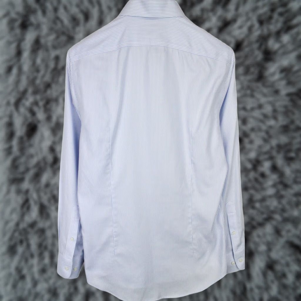 Suitsupply Suitsupply Pinstriped Dress Shirt Suitsupply Extra Slim Formal Shirt 39 / 15 1/2 Blue Men Long Sleeve Button-Up Shirt Size 40R - 1 Thumbnail