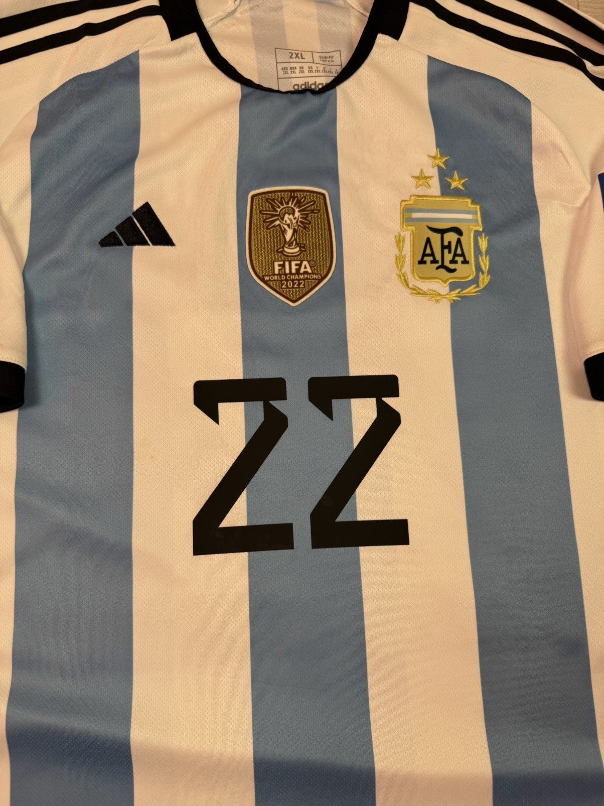 Adidas Argentina Home World Cup 2022 - LAUTARO MARTINEZ #22 Size US XXL / EU 58 / 5 - 8 Thumbnail