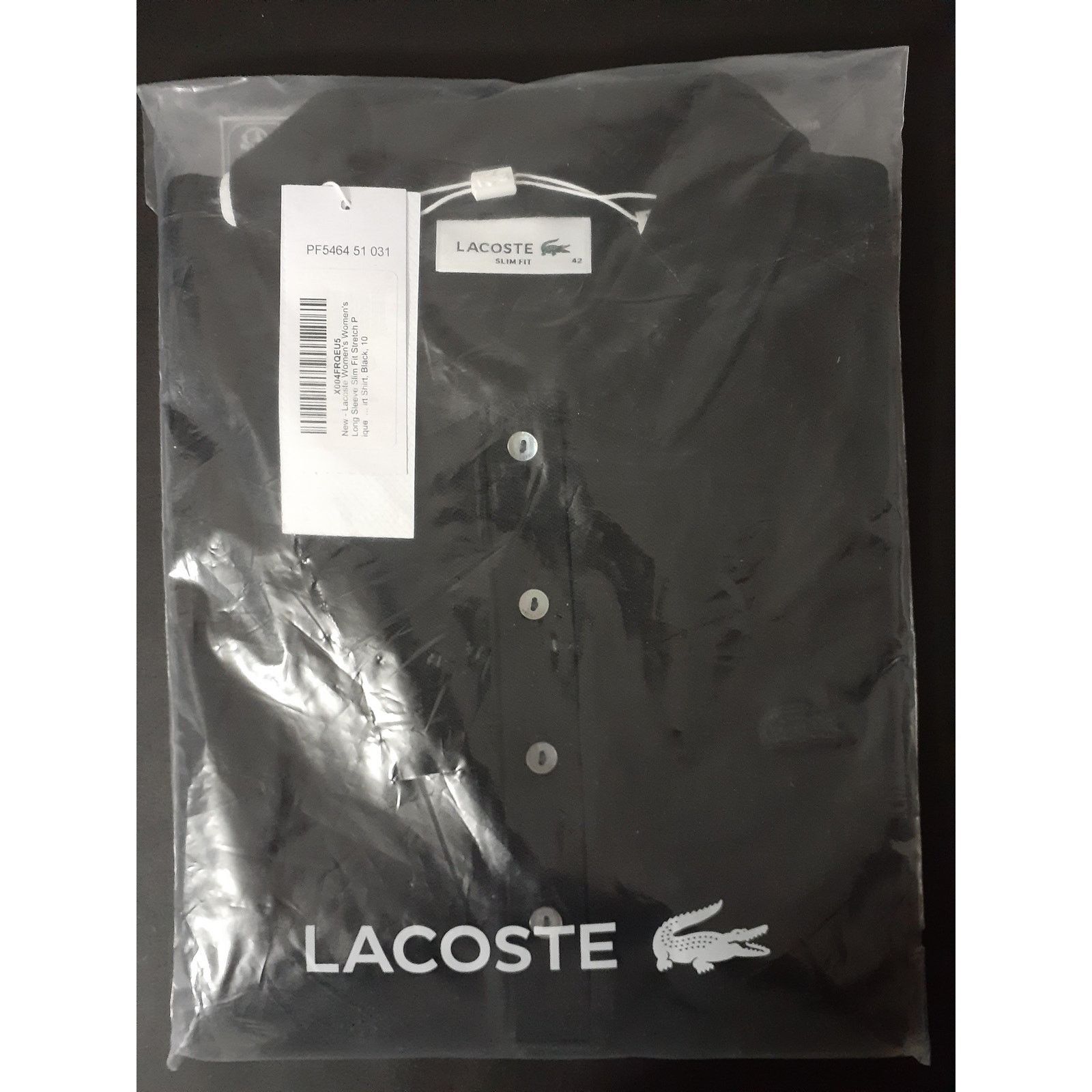 Lacoste Lacoste Women's Long Sleeve Slim Fit Stretch Polo Black 10 Size L / US 10 / IT 46 - 2 Thumbnail