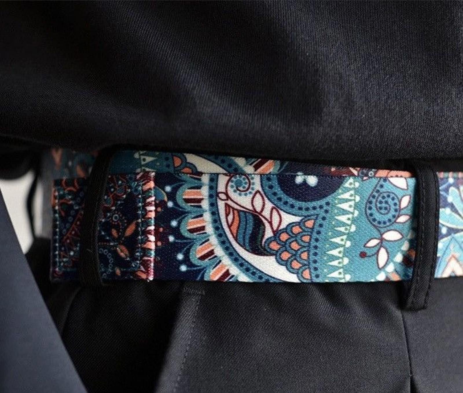 Japanese Brand Stylish Patterned Fabric Belt for Men Size ONE SIZE - 2 Thumbnail