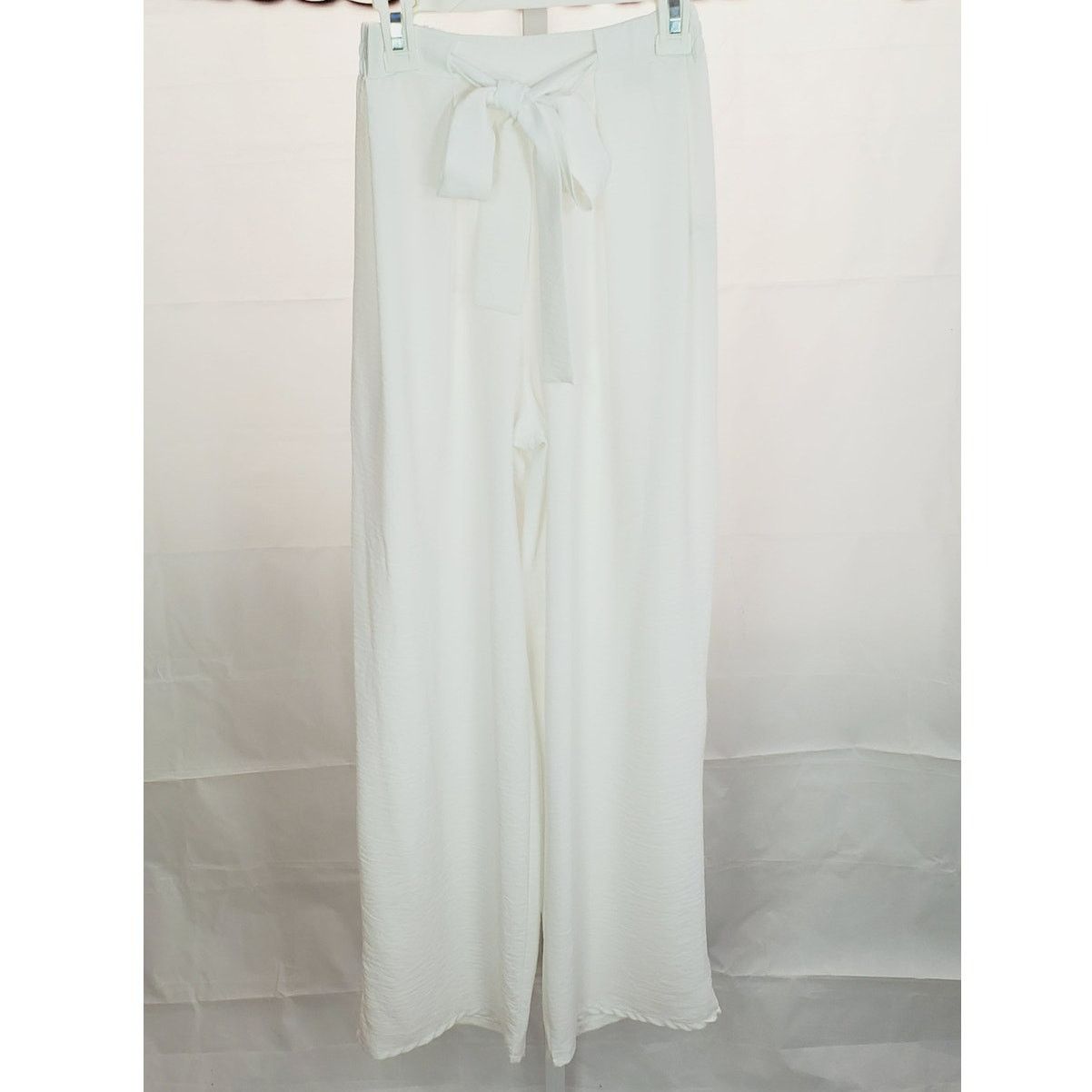 Zara Zara White Flowy Wide Leg Tie Waist Pants Small Size 28" / US 6 / IT 42 - 9 Thumbnail