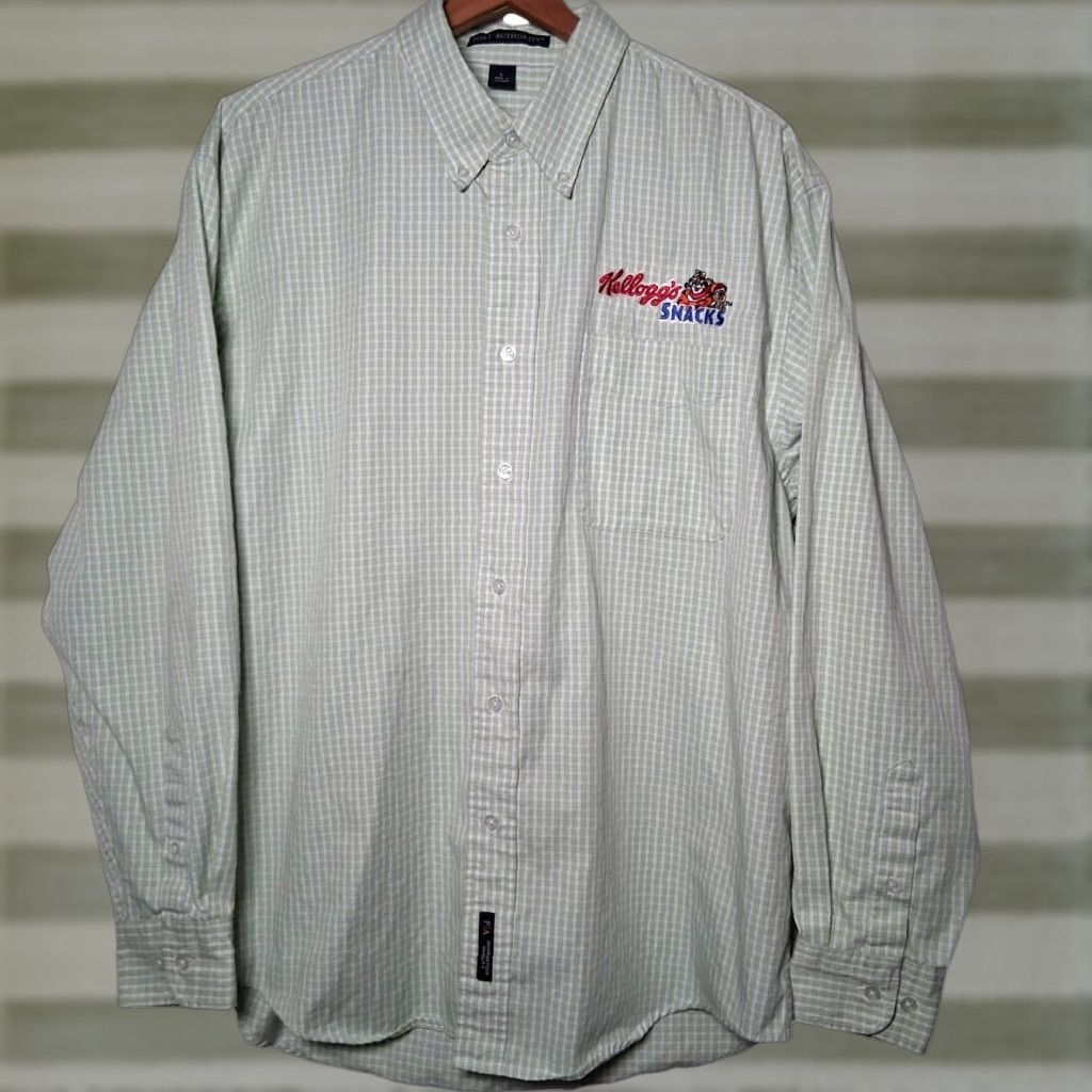 Port Authority Kelloggs Snacks Shirt L Button-Down Long Sleeve Green Plaid Tony The Tiger Size US L / EU 52-54 / 3 - 1 Thumbnail