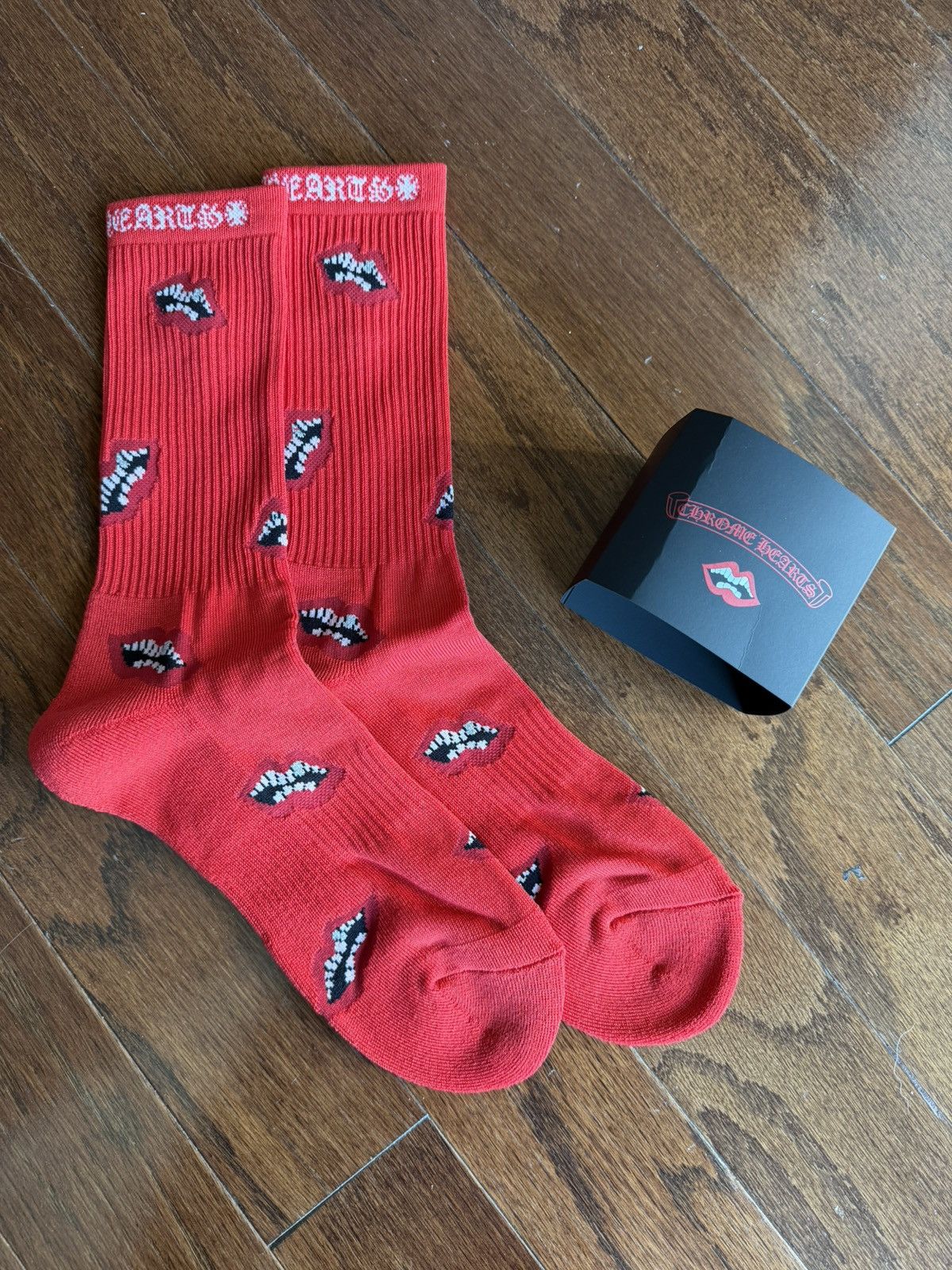 Chrome Hearts Chrome Hearts Matty Boy Socks White Red Lips | Grailed