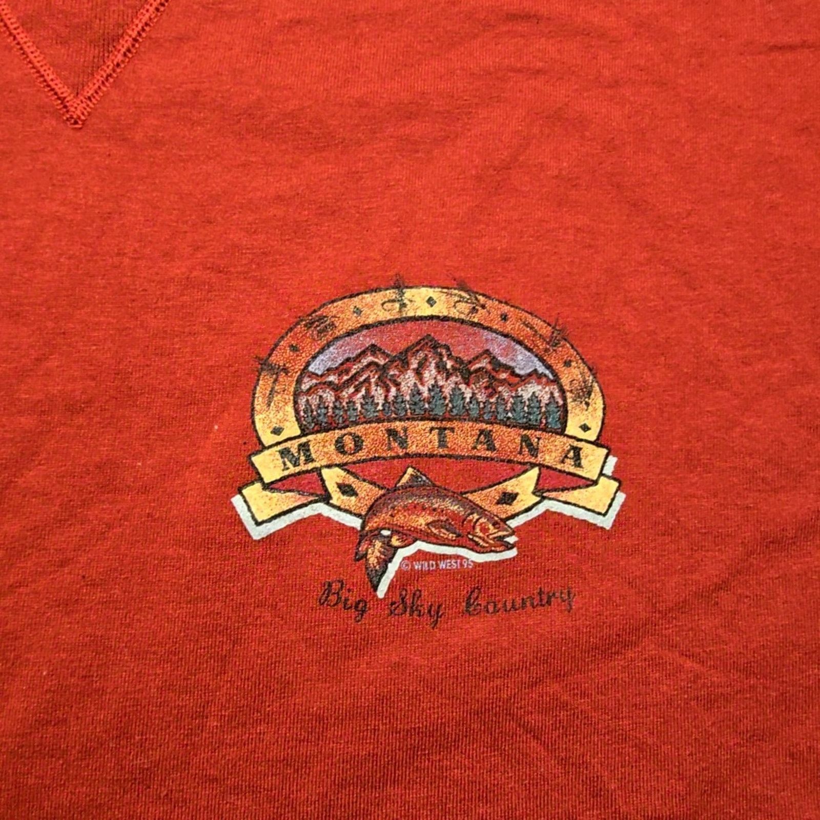 Vintage Vintage Montana Big Sky Country T-shirt Red L Tee Size US L / EU 52-54 / 3 - 2 Thumbnail