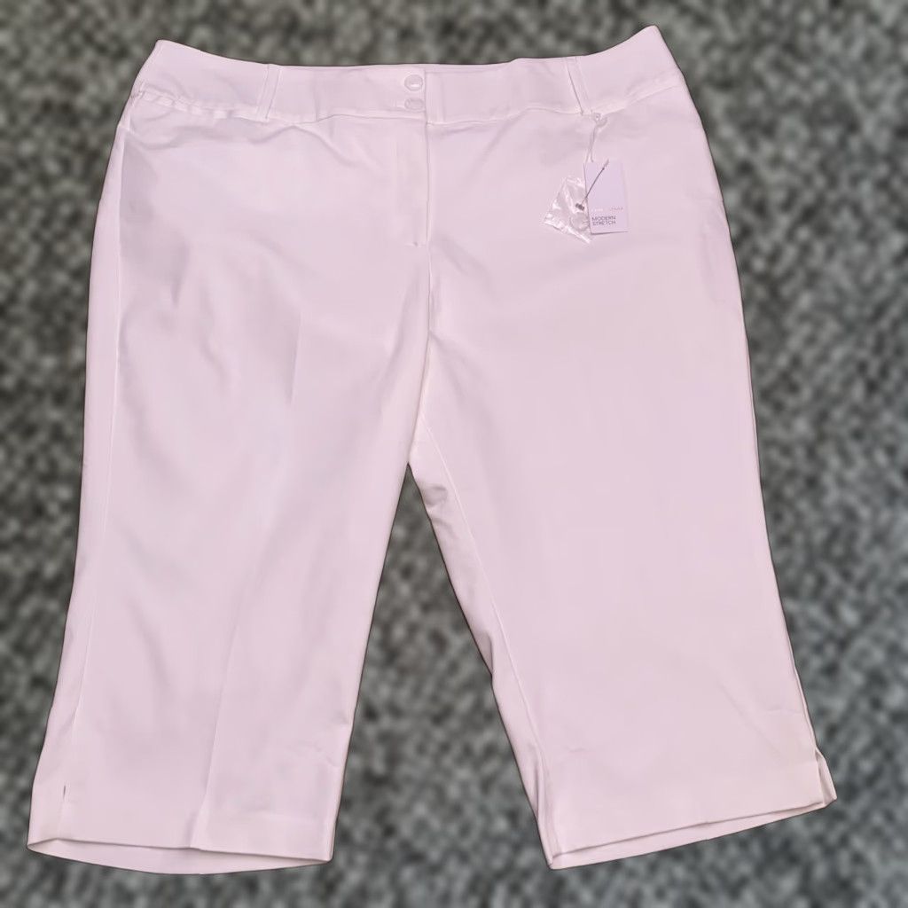 Vintage Lane Bryant Capri Pants 24 White High Rise Knit Stretch City Vintage: No? Size 42" / US 20 - 1 Thumbnail