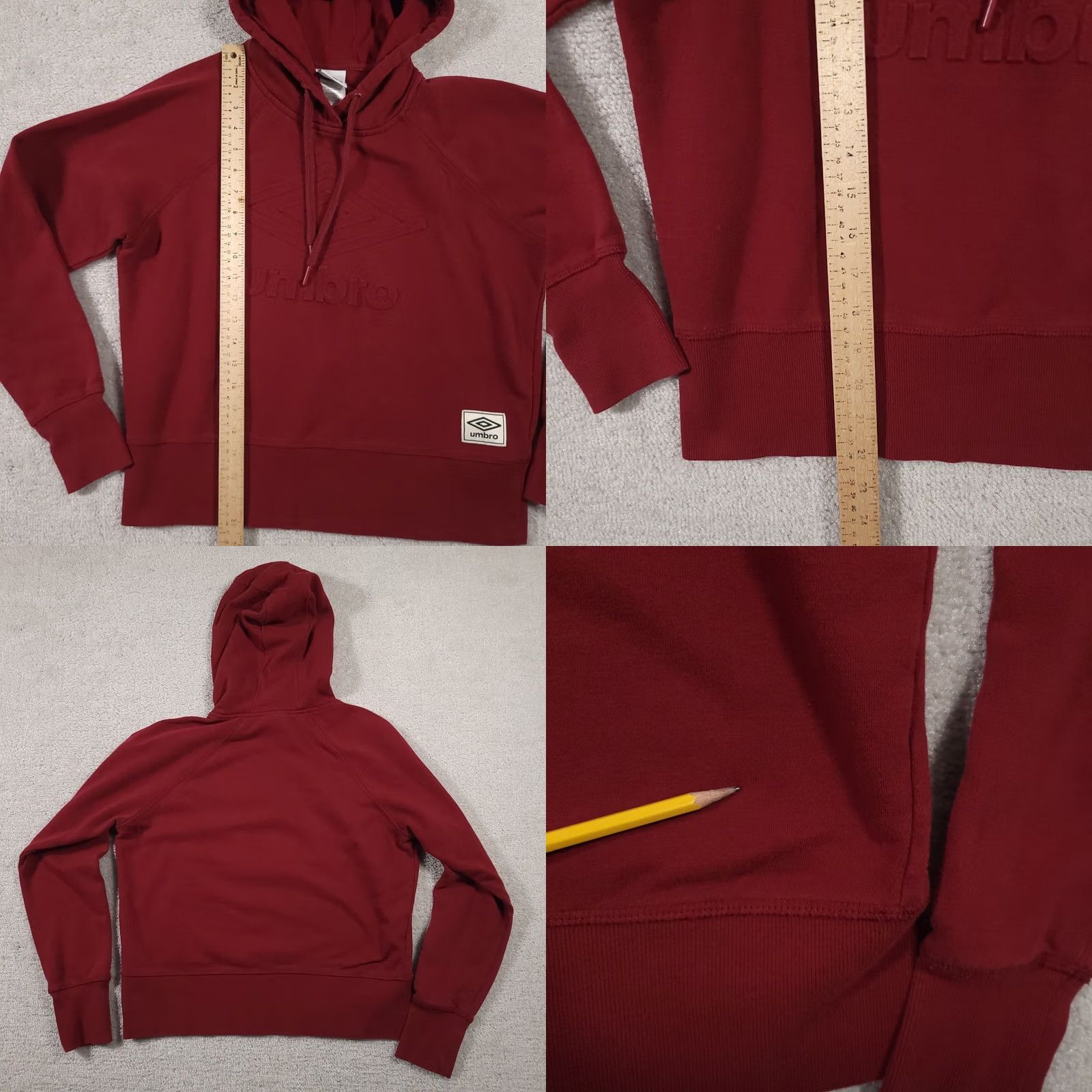 Umbro VINTAGE Umbro Raglan Logo Embossed Pullover Hoodie Women's Large Red Short Sweatshirt Ballpark? Size L / US 10 / IT 46 - 8 Thumbnail