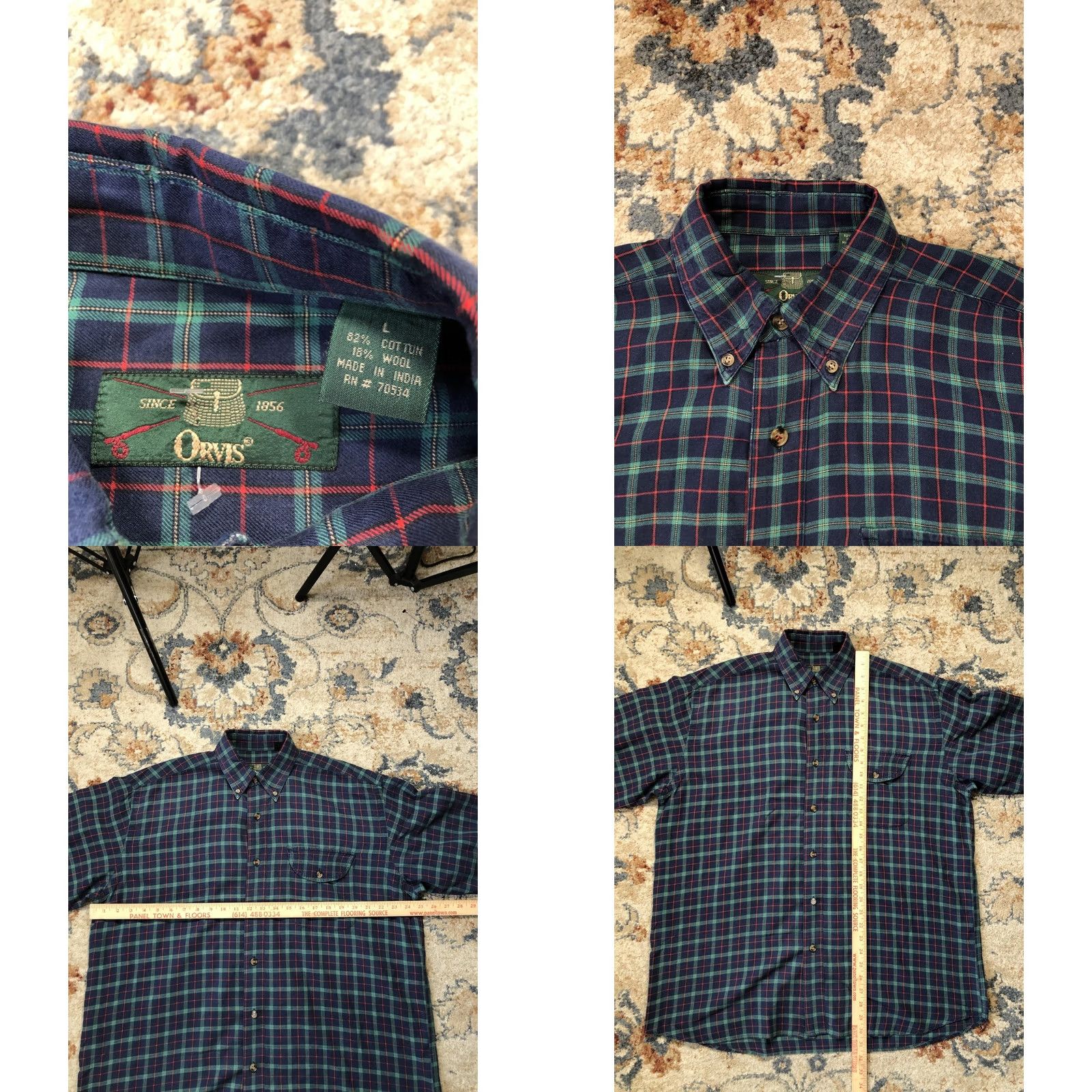 Orvis VINTAGE Orvis Shirt Plaid Flannel Button-Down Long Sleeve Mens Large Blue Green, Cotton Wool, Pocket, 1856, Casual Size US L / EU 52-54 / 3 - 8 Thumbnail