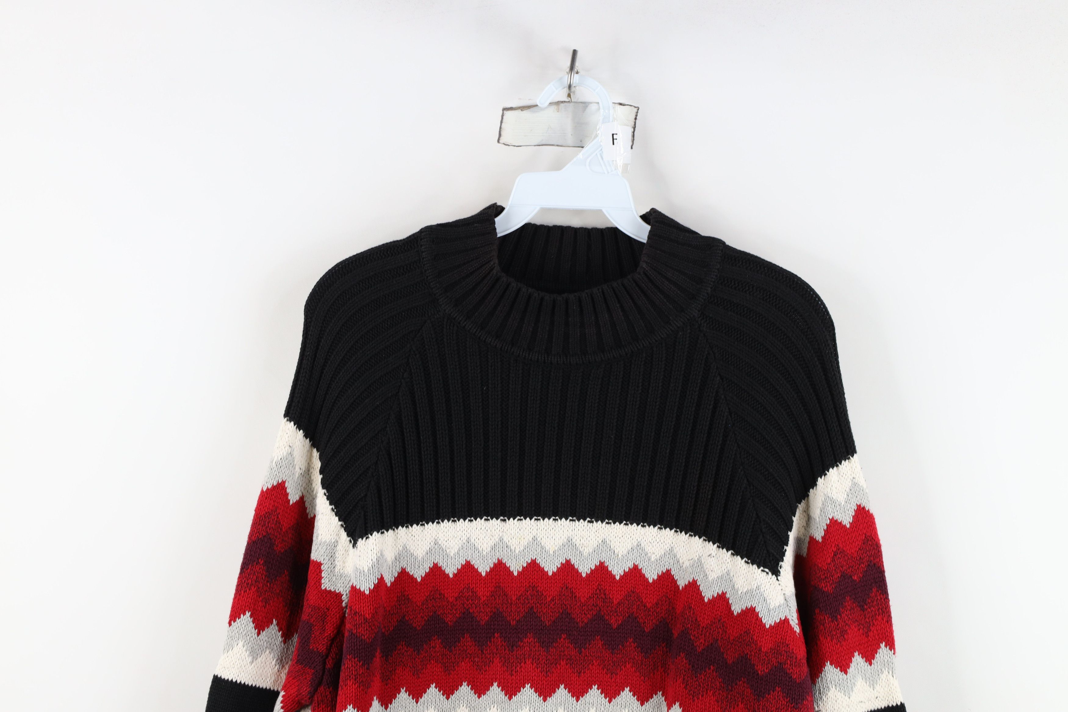 Vintage Vintage 90s Streetwear Knit Fair Isle Mock Neck Sweater Size L / US 10 / IT 46 - 2 Thumbnail