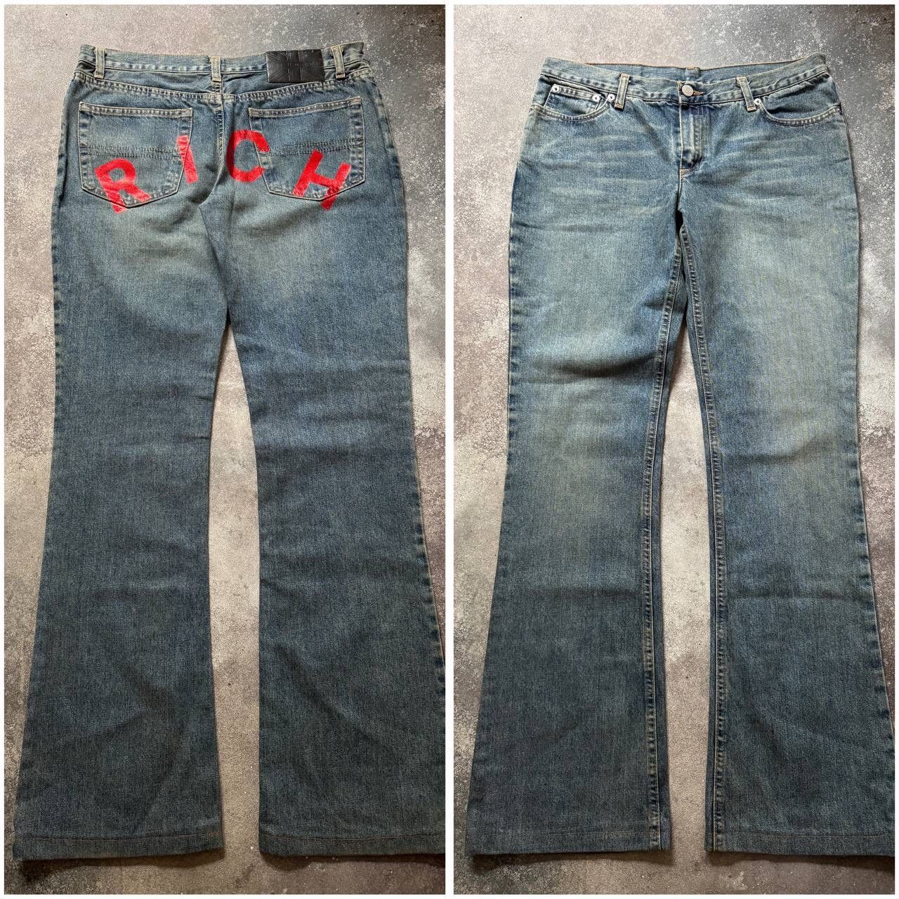 Hysteric Glamour John Richmond Vintage Faded Flared Jeans Y2K Size 31" - 9 Thumbnail