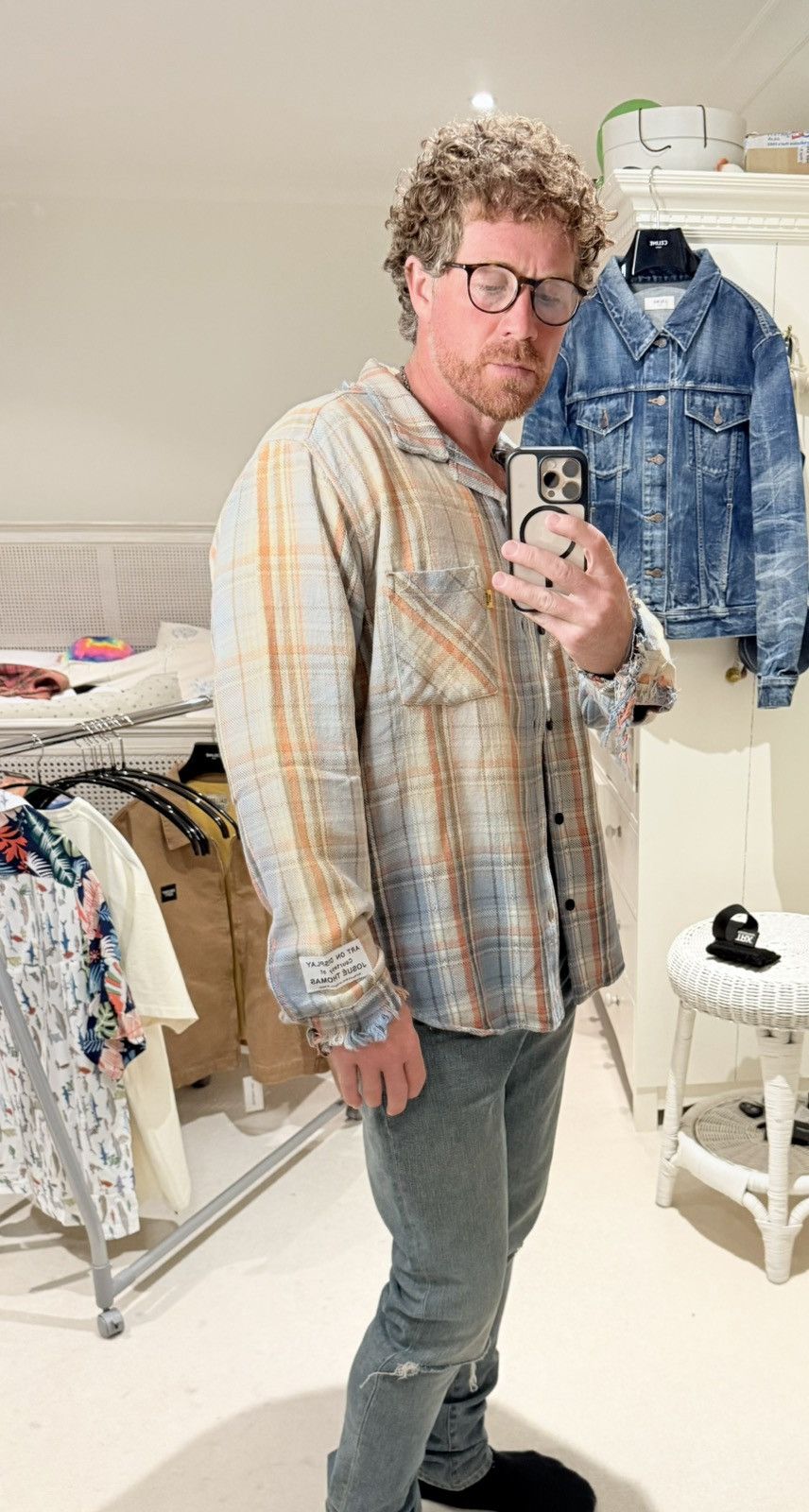 Gallery Dept. Gallery Dept Marley Distressed Checked Cotton-Flannel Shirt Size US XL / EU 56 / 4 - 11 Thumbnail