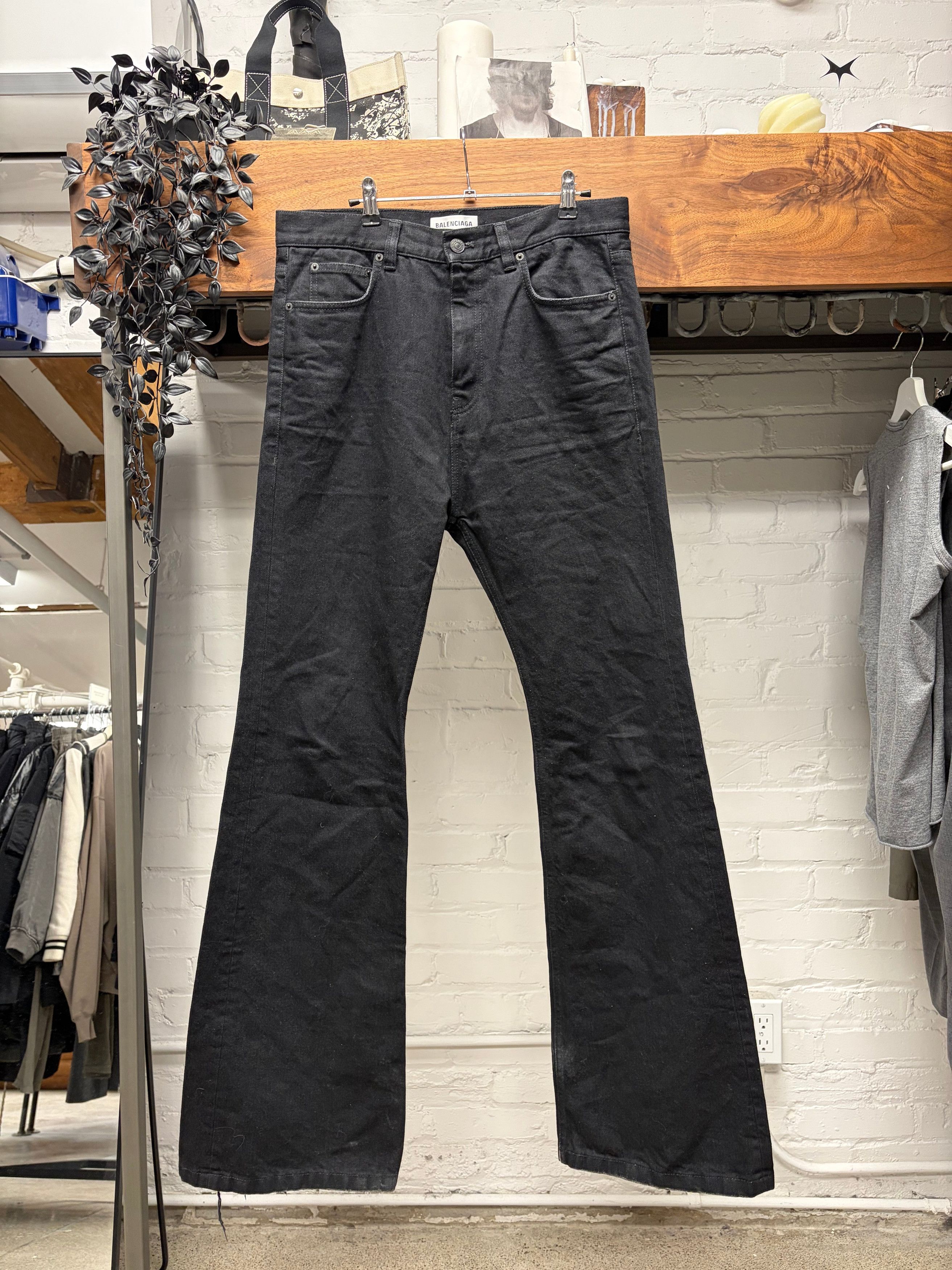 Balenciaga 2022 Balenciaga ‘Lost Tape’ Heelbite Black Flared Leg Denim Size US 34 / EU 50 - 1 Thumbnail