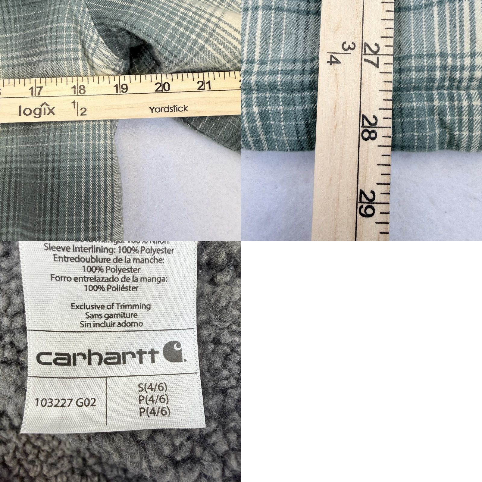 Carhartt VINTAGE Carhartt Jacket Womens Small Green Plaid Sherpa Lined Flannel Shacket Snap Front Size S / US 4 / IT 40 - 9 Thumbnail
