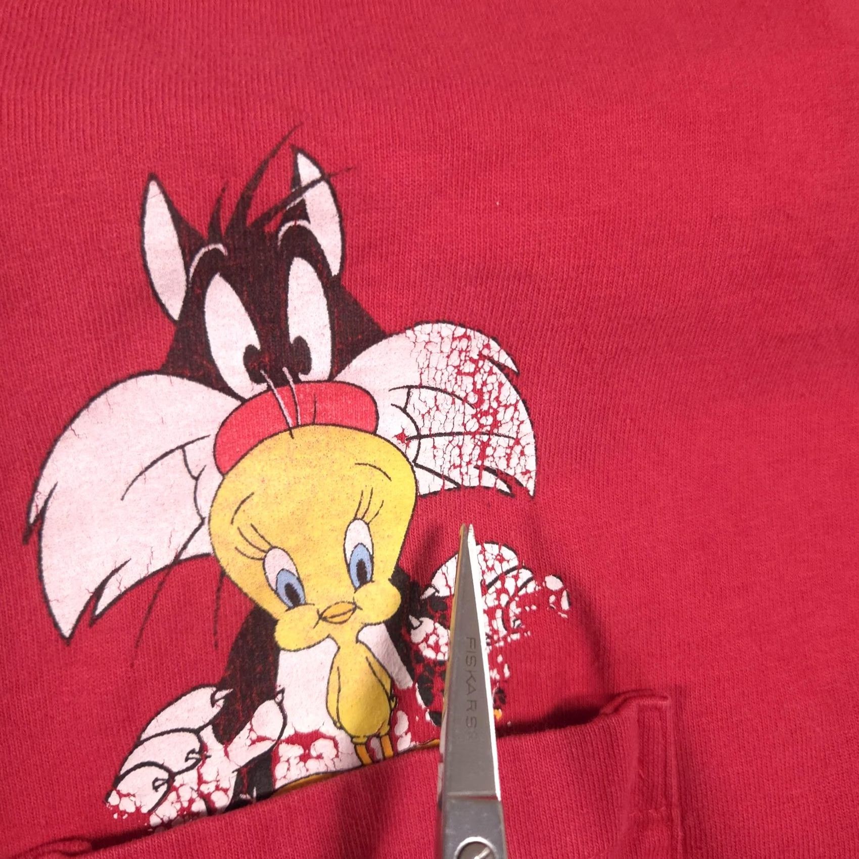 Delta Delta Looney Tunes Shirt Mens XL Red Tweety Sylvester Pocket Graphic Tee USA Size US XL / EU 56 / 4 - 5 Thumbnail