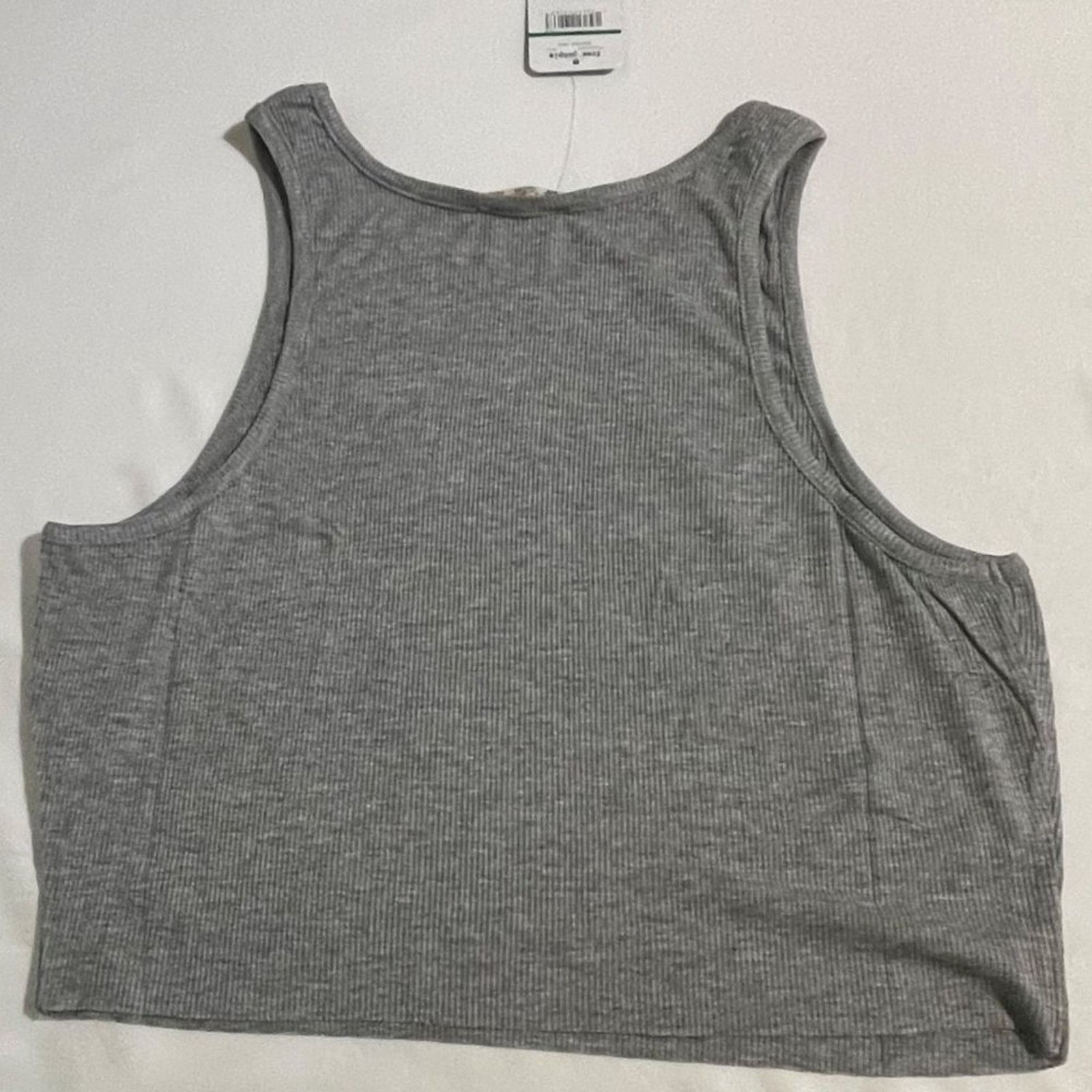 Free People Free People High-Neck Ribbed Crop Heather Grey Tank Large Size L / US 10 / IT 46 - 6 Thumbnail