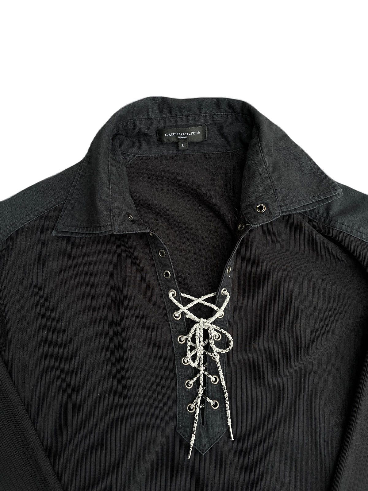 If Six Was Nine 2000s Japanese archive Lace-Up Layered Collar Shirts Vkei Size US M / EU 48-50 / 2 - 5 Thumbnail