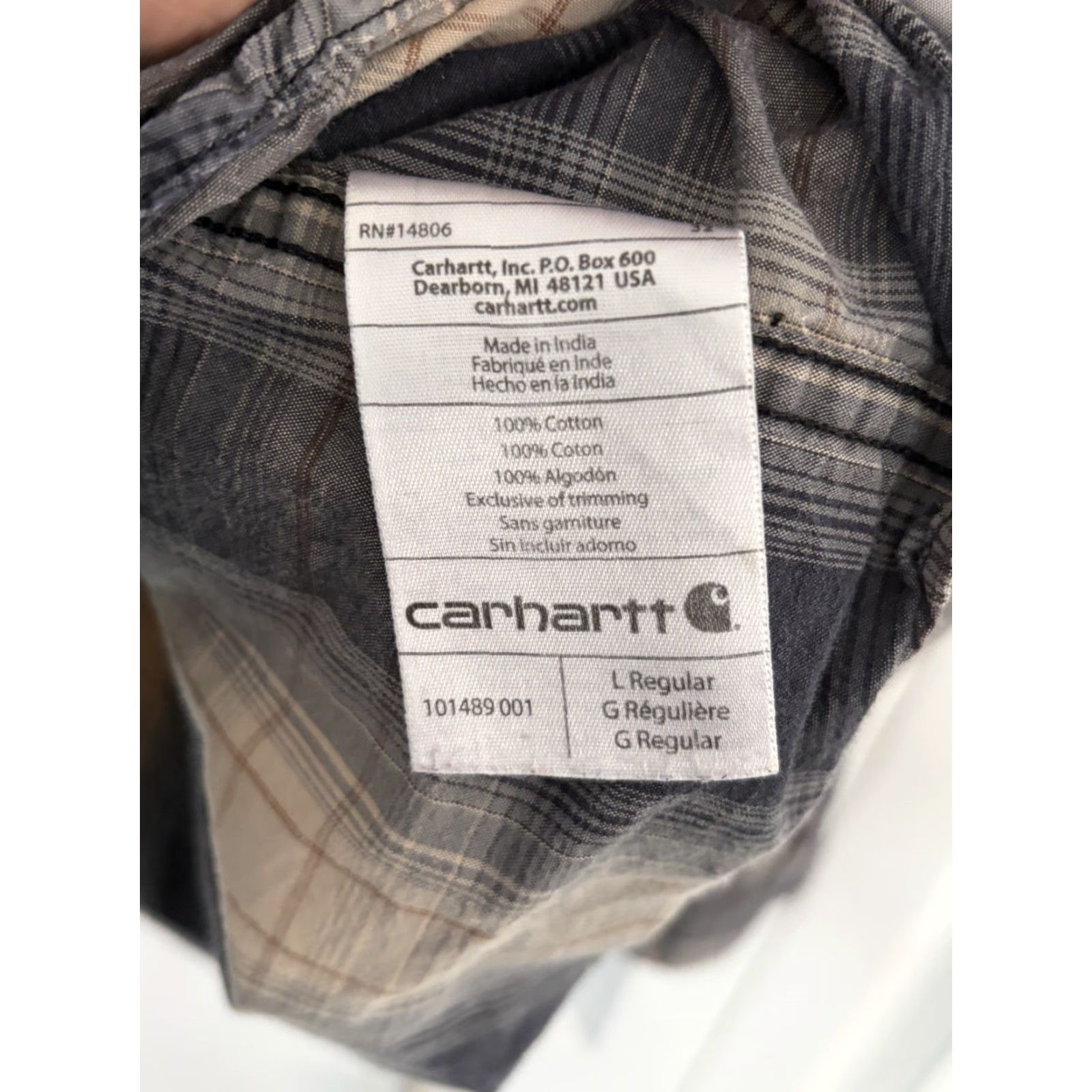Carhartt Carhartt Relaxed Fit Men's Plaid Button-Up Shirt Gray Beige Long Sleeve sz Large Size US L / EU 52-54 / 3 - 7 Thumbnail