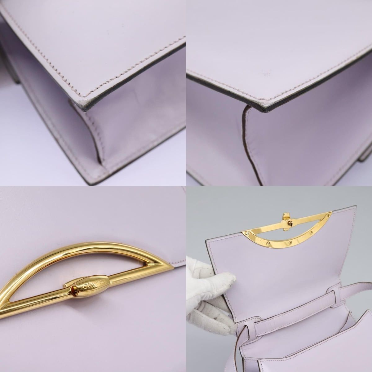 Celine CELINE Hand Bag Leather Purple Gold Size ONE SIZE - 12 Thumbnail