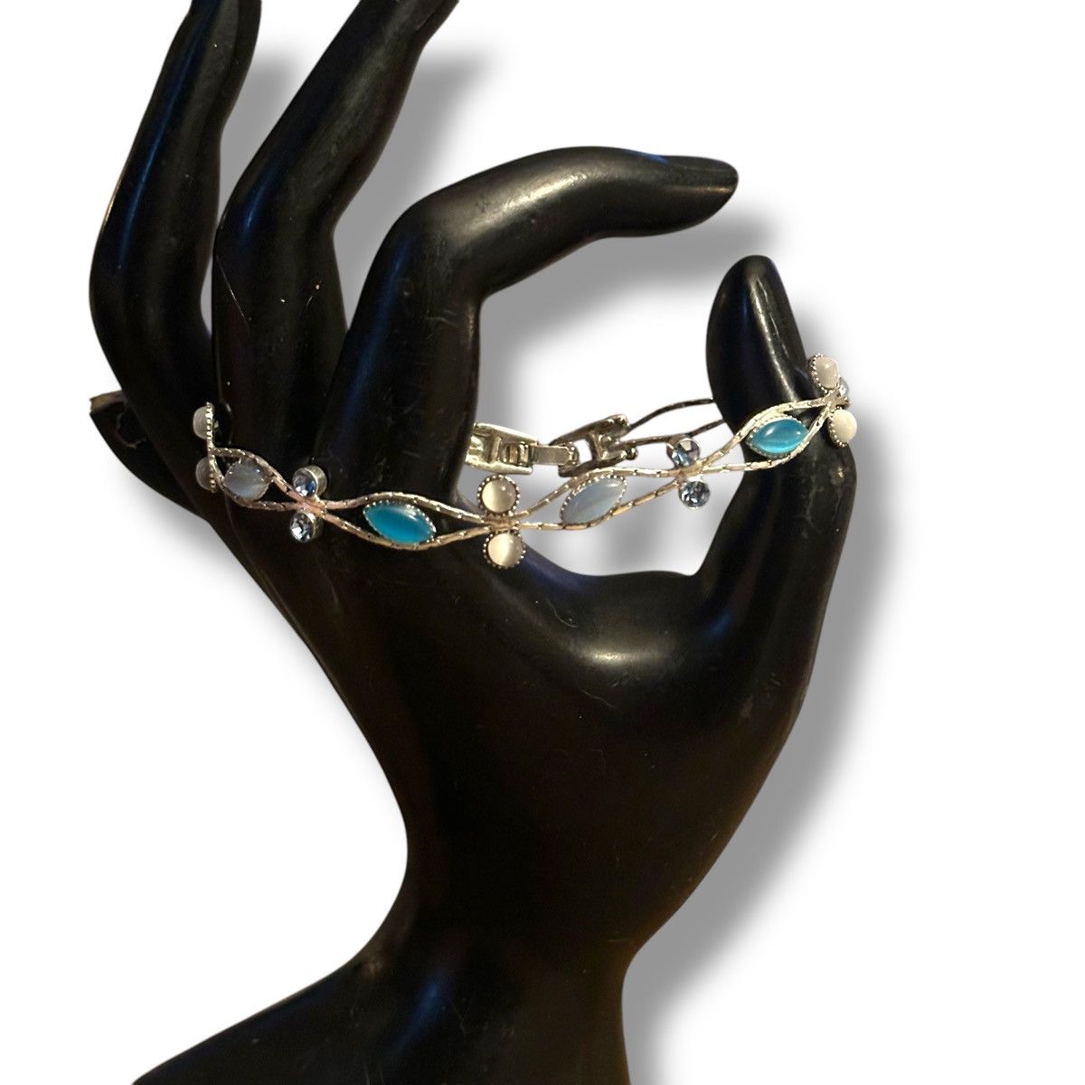 Vintage Vintage silver tone woven gemstone bracelet Size ONE SIZE - 2 Thumbnail