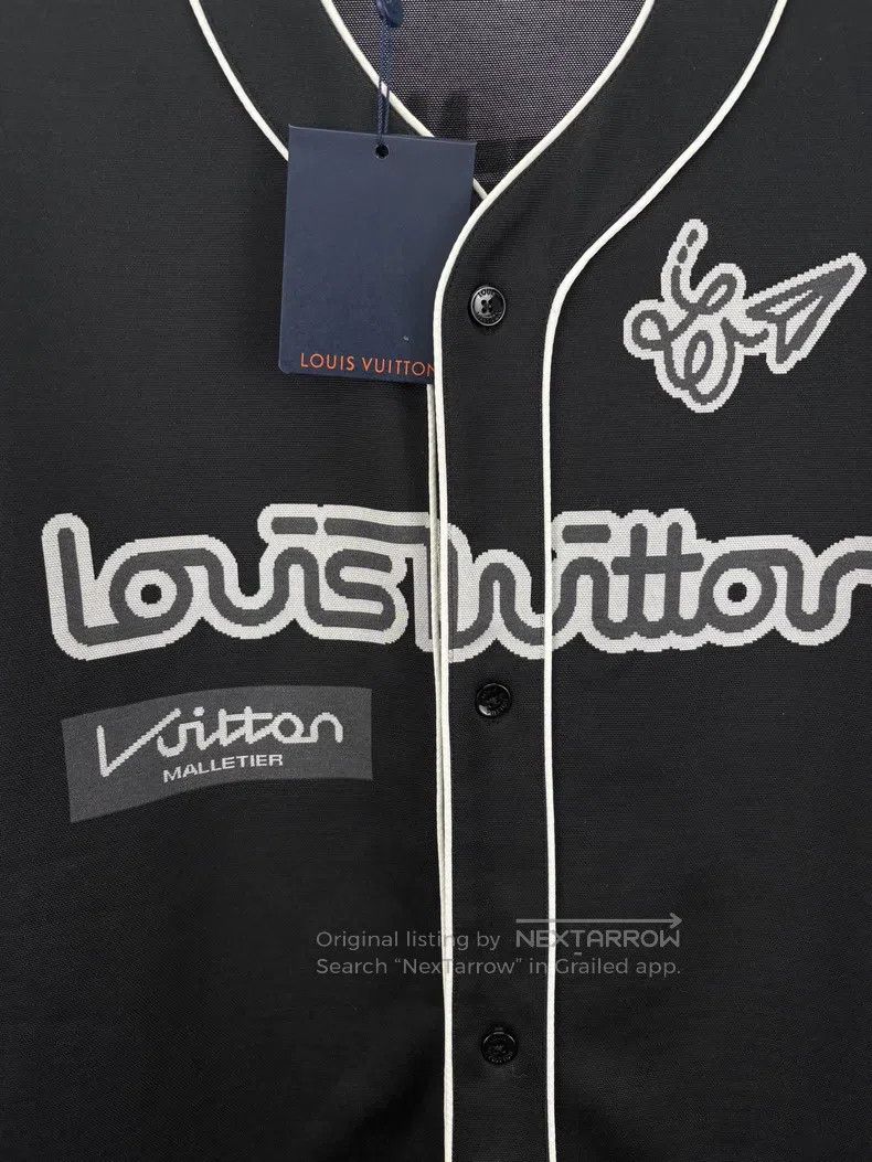 Louis Vuitton Louis Vuitton Black Printed Baseball Short Sleeve Shirt Size US L / EU 52-54 / 3 - 6 Thumbnail