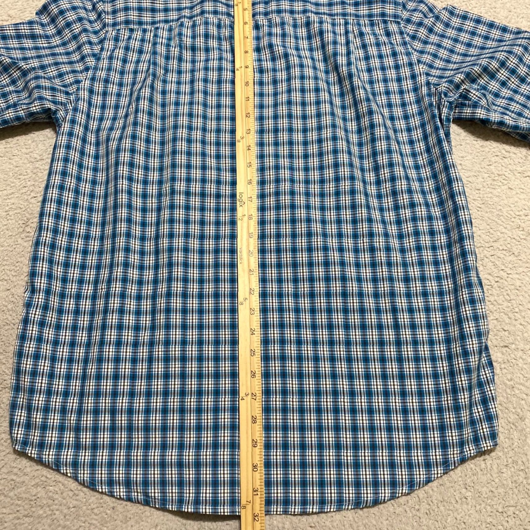 Chaps Chaps Mens Button-Up Shirt Blue Plaid Long Sleeve Nylon Polyester Collar-Down Regular Fit Size M Size US M / EU 48-50 / 2 - 7 Thumbnail