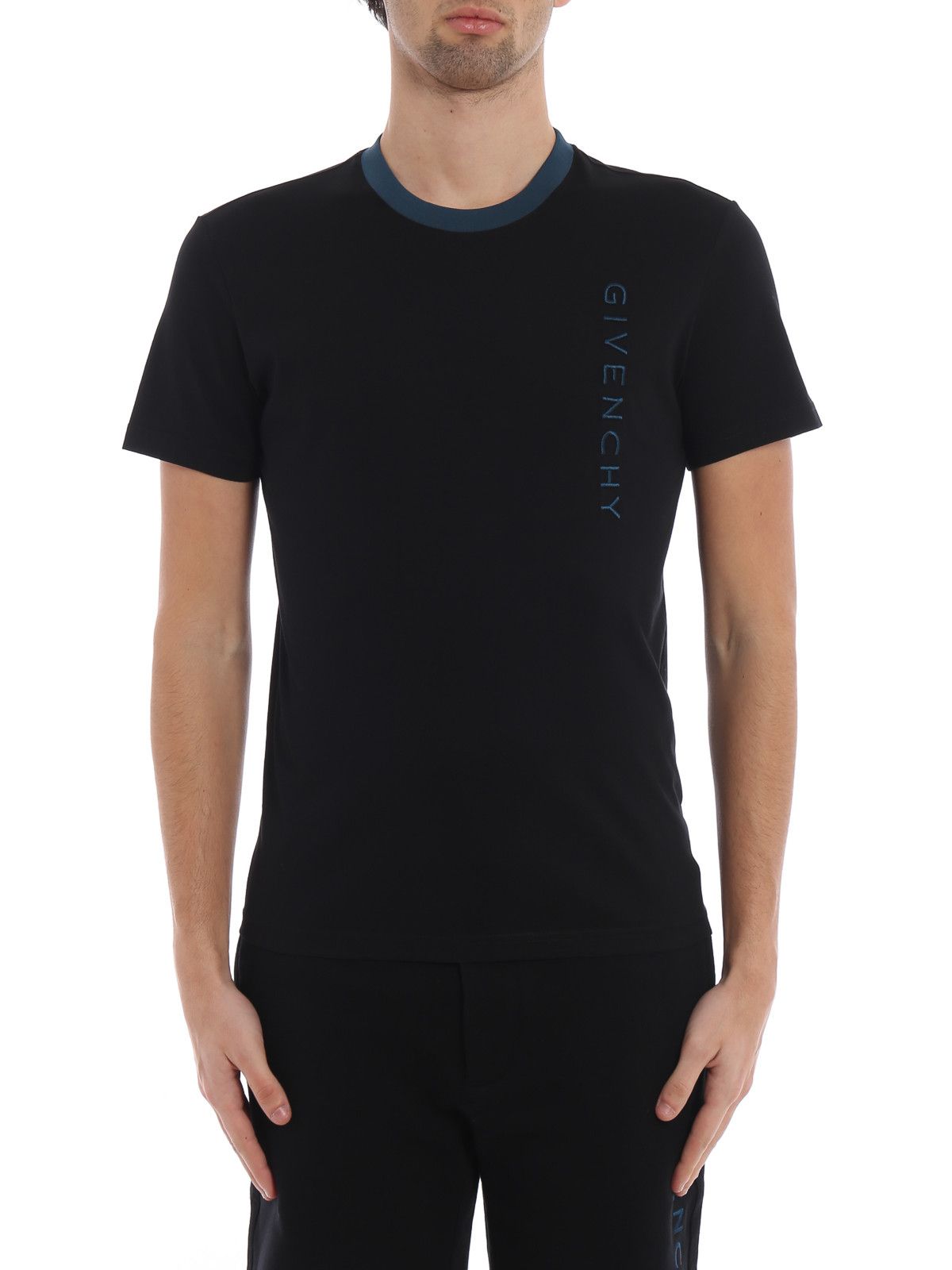 Givenchy Black Embroidered Vertical Logo T-Shirt Size US XL / EU 56 / 4 - 2 Thumbnail