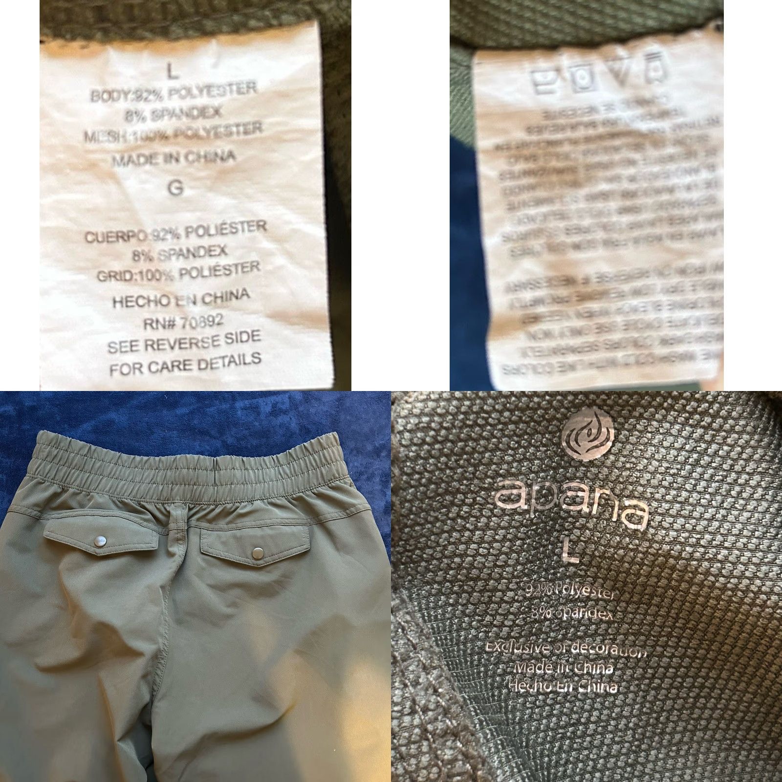 Vintage Apana Pants Jogger Active Yoga Women Large Army Green Elastic Waist 32x28 Size 36" / US 14 / IT 50 - 8 Thumbnail