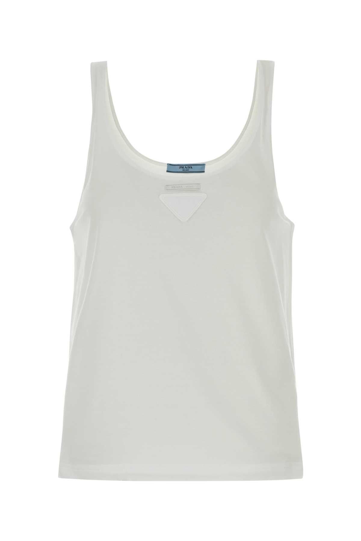 Prada White Cotton Tank Top Size M / US 6-8 / IT 42-44 - 1 Thumbnail