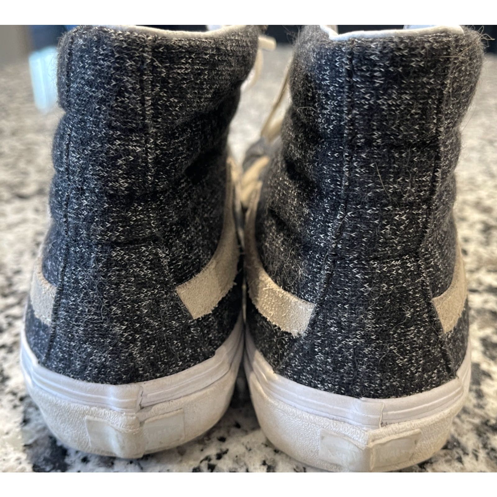 Vans VANS SK8-Hi Gray Wool Stripe Hi Top Sneakers Shoes Zip Back Men’s 8 Black Size US M / EU 48-50 / 2 - 2 Thumbnail