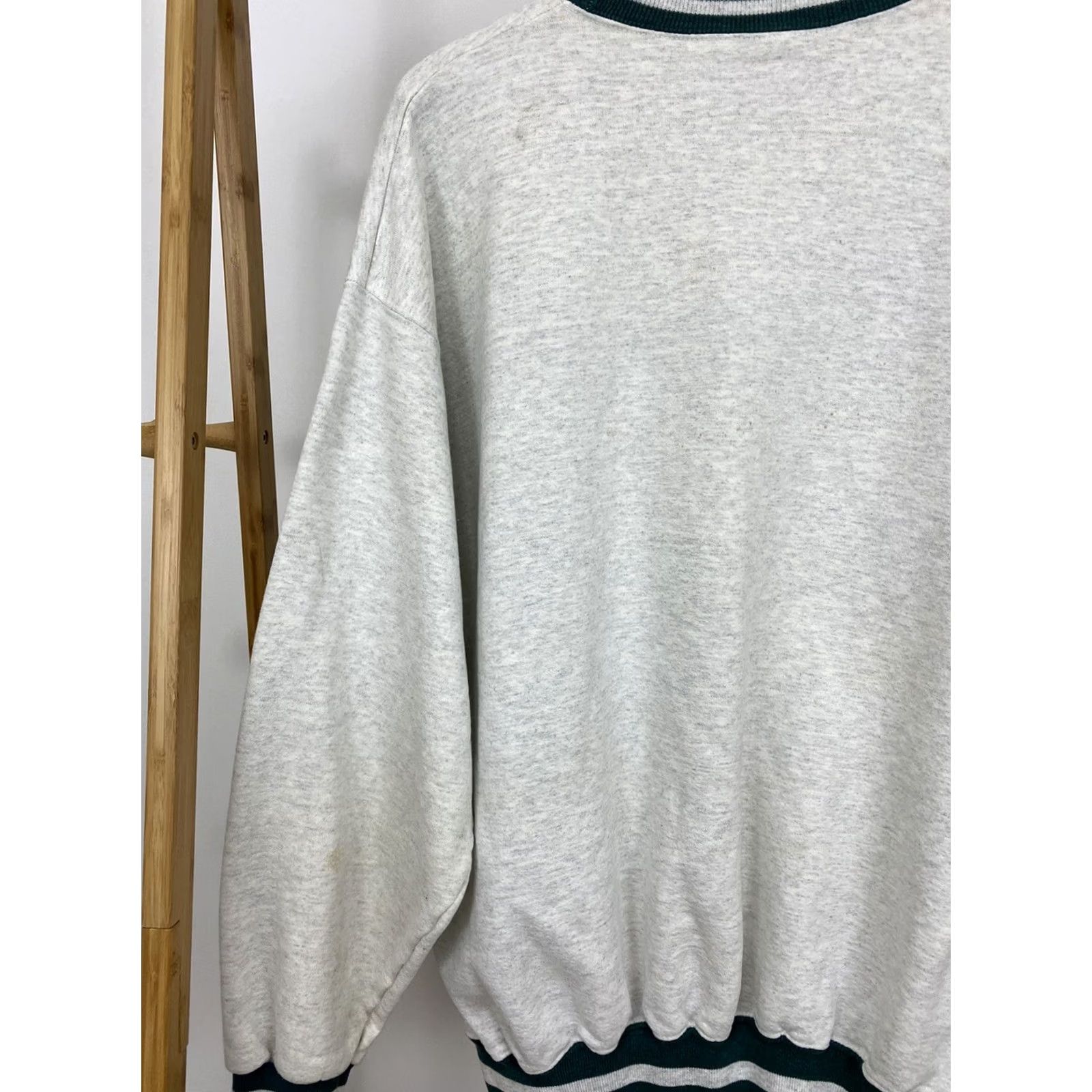 Vintage RARE VTG Kodiak Racing Nascar Striped Trim Ringer Sweatshirt Size L | Ultraclub Hoodie Pullover Mens Heather Gray Green Striped Racing Size US L / EU 52-54 / 3 - 5 Thumbnail