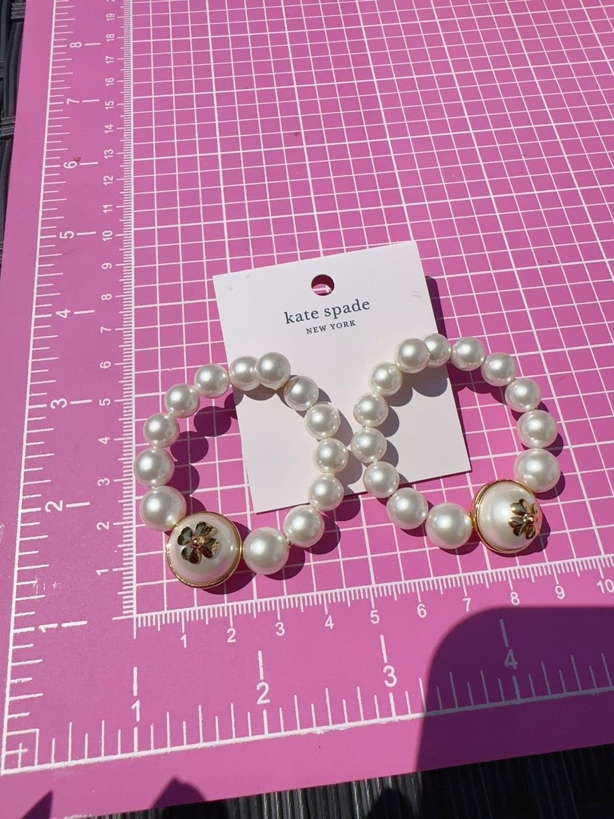Kate Spade $99 Kate Spade White Pearl Circle Gold Logo Drop Gold Tone Size ONE SIZE - 5 Thumbnail