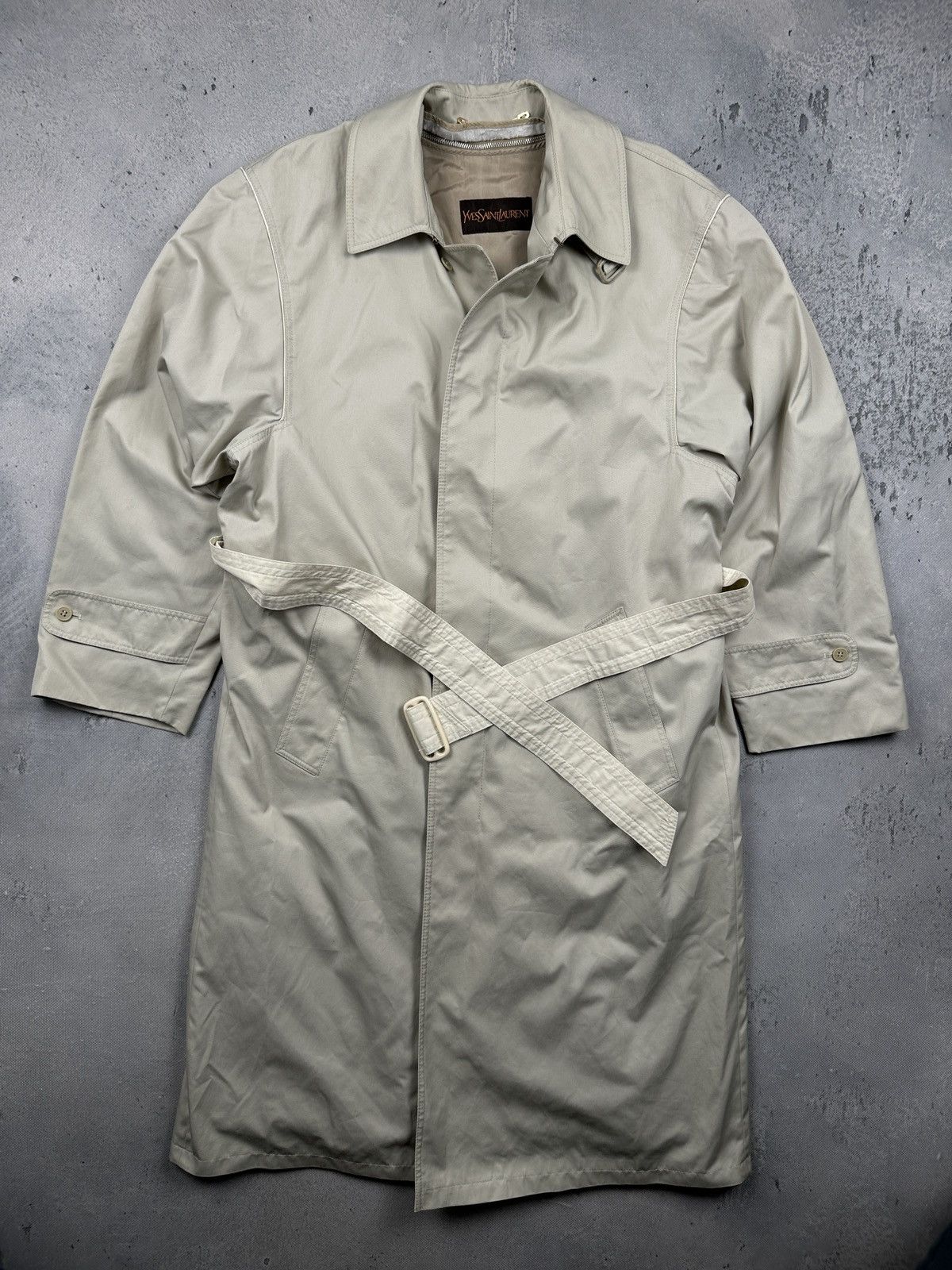 Yves Saint Laurent Yves Saint Laurent Trench Coat Beige Nova Check Lined 80s Size US L / EU 52-54 / 3 - 4 Thumbnail