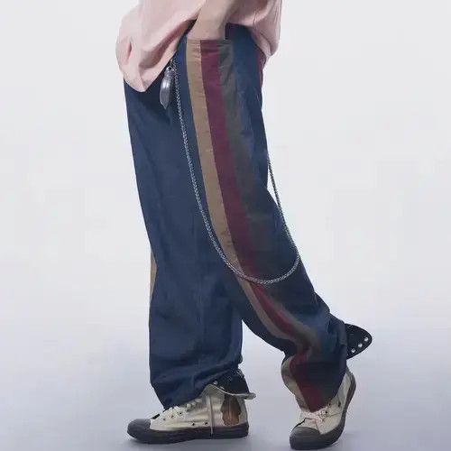 Japanese Brand 20SS Indigo Union Japan 3 Stripes Patchwork Pants Size US 32 / EU 48 - 2 Thumbnail