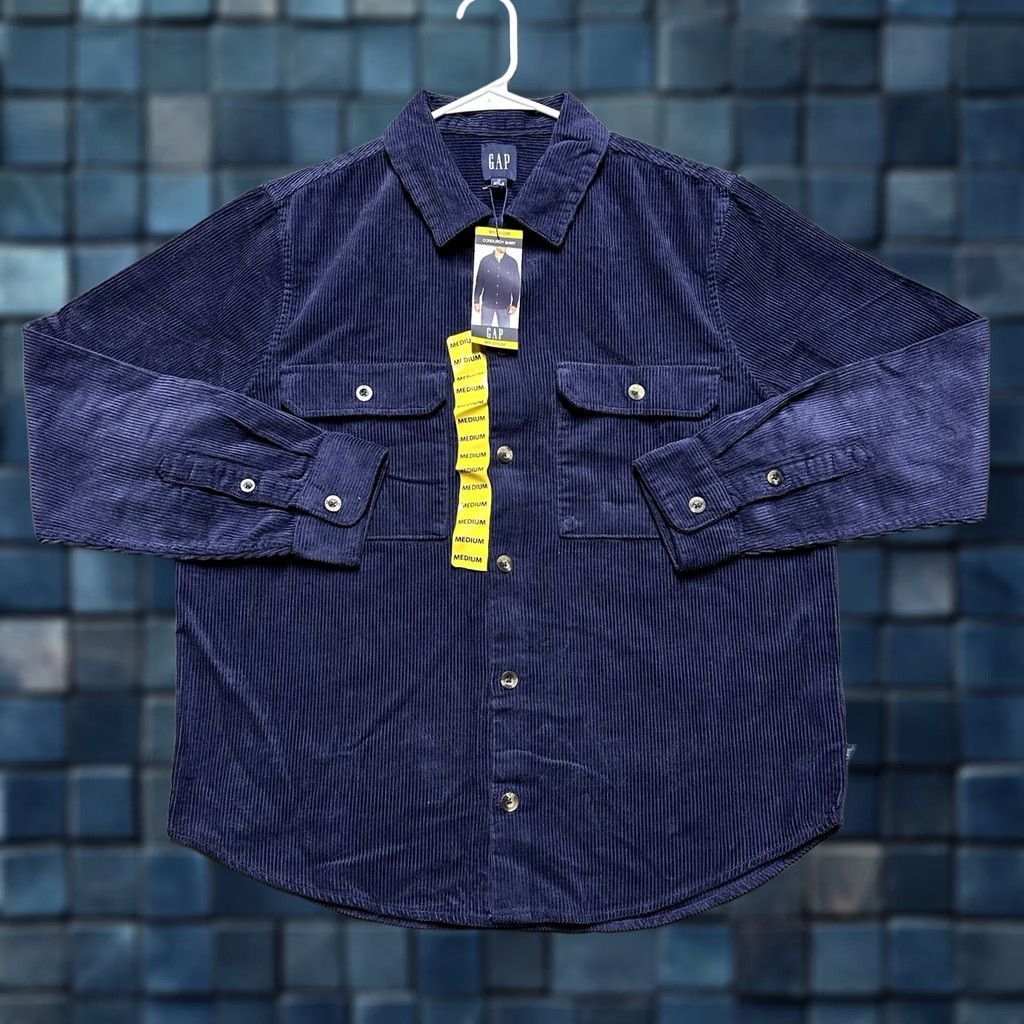 Gap GAP Button Up Corduroy Shirt Mens Medium Eclipse Blue Long Sleeve Casual Size US M / EU 48-50 / 2 - 1 Thumbnail