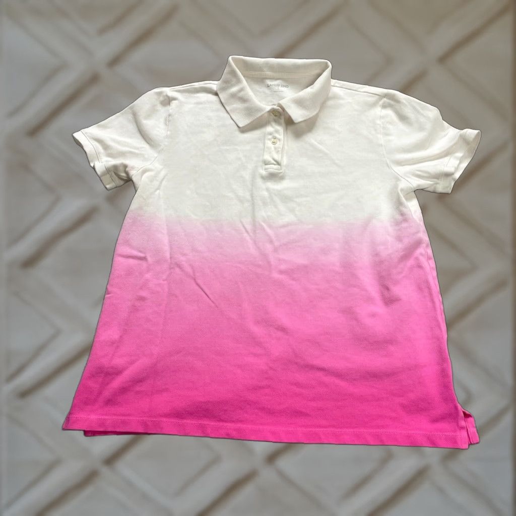 Lands' End Lands' End Polo Shirt Womens Small Pink Ombre Short Sleeve Collared Casual Shirt Size S Women Size S / US 4 / IT 40 - 1 Thumbnail
