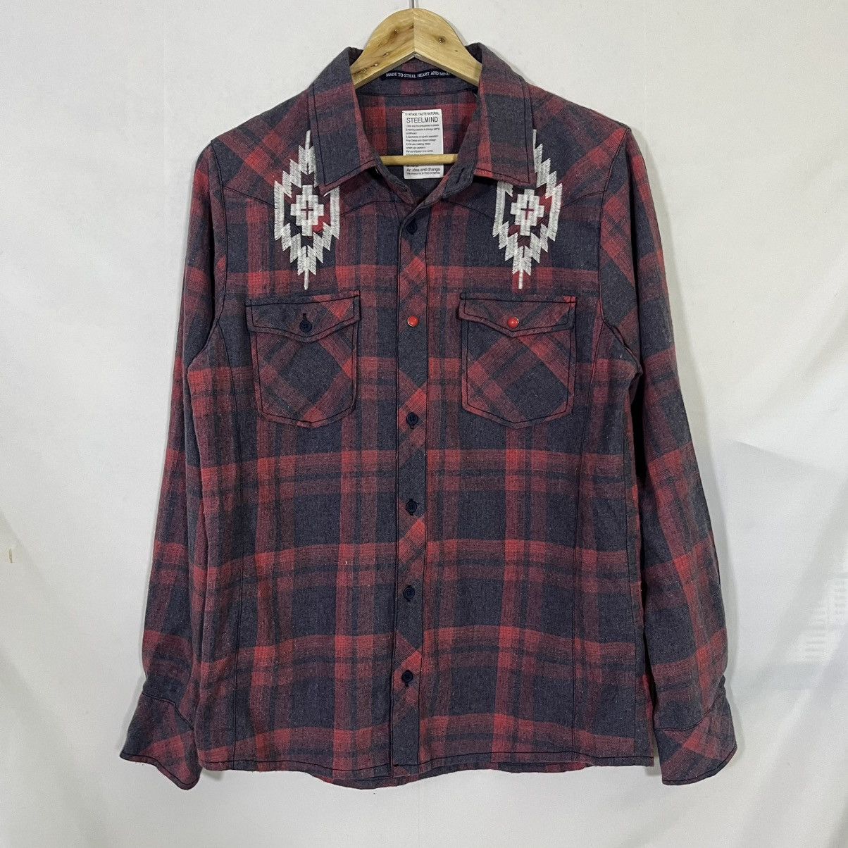 Native VINTAGE WESTERN WEAR PLAID FLANNEL NATIVE AMERICA SHIRT Size US M / EU 48-50 / 2 - 1 Thumbnail