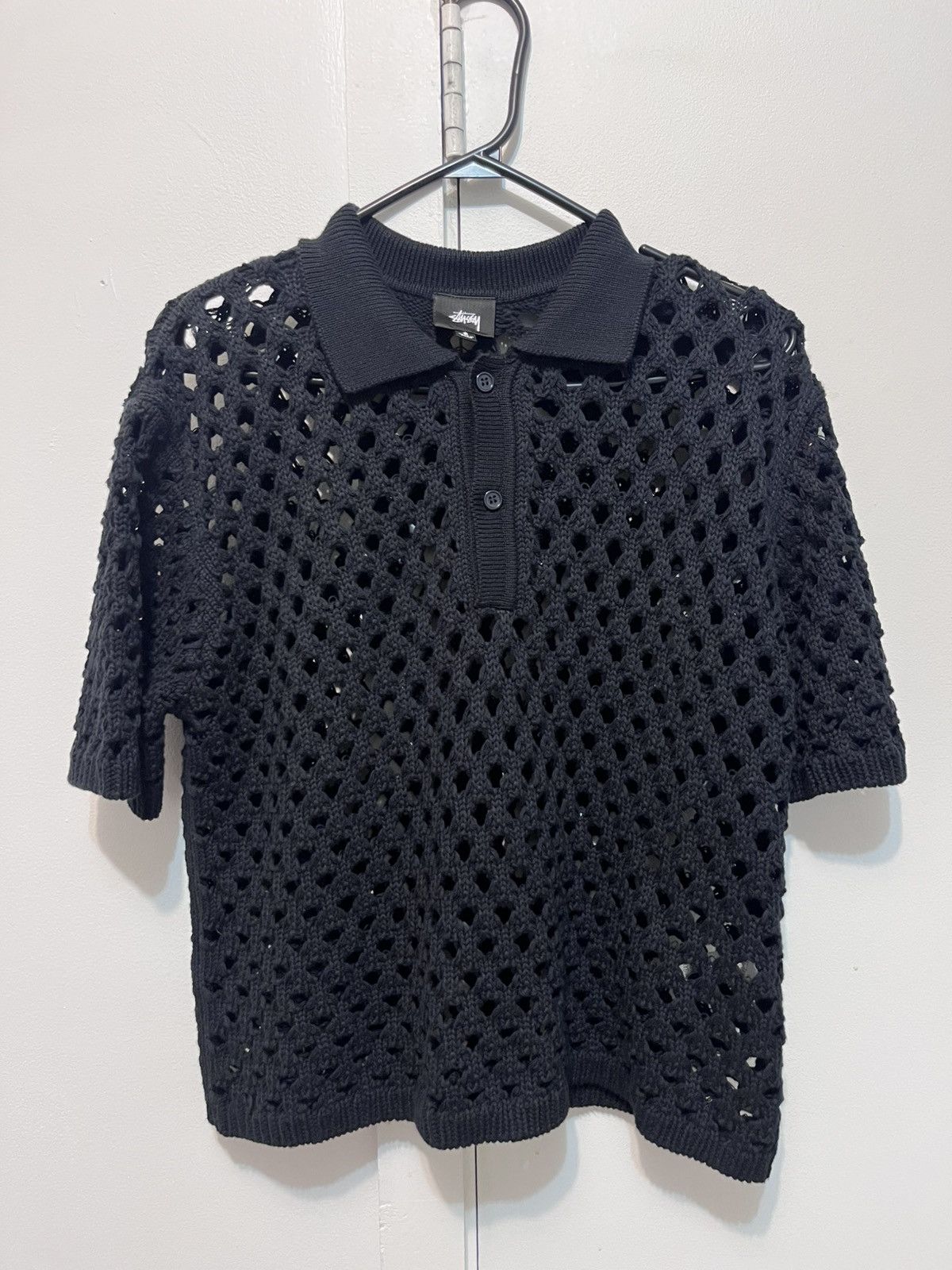 Stussy Stussy BIG MESH POLO SWEATER IVORY | Grailed
