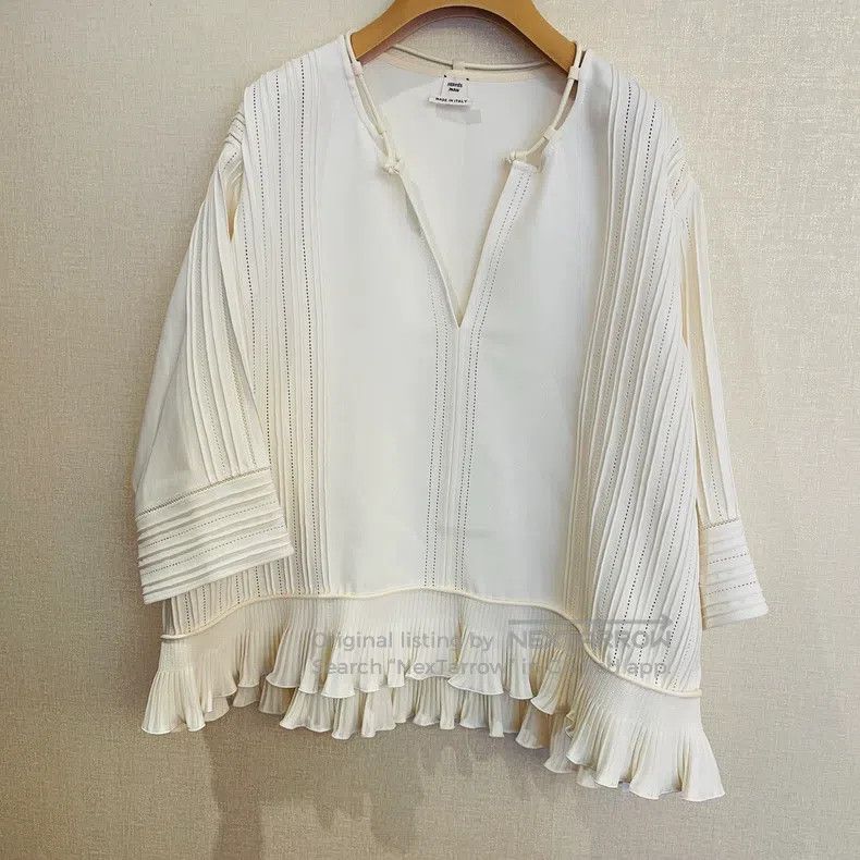 Hermes Hermes Ruffled Top Size XXS / US 00 / IT 34 - 1 Thumbnail