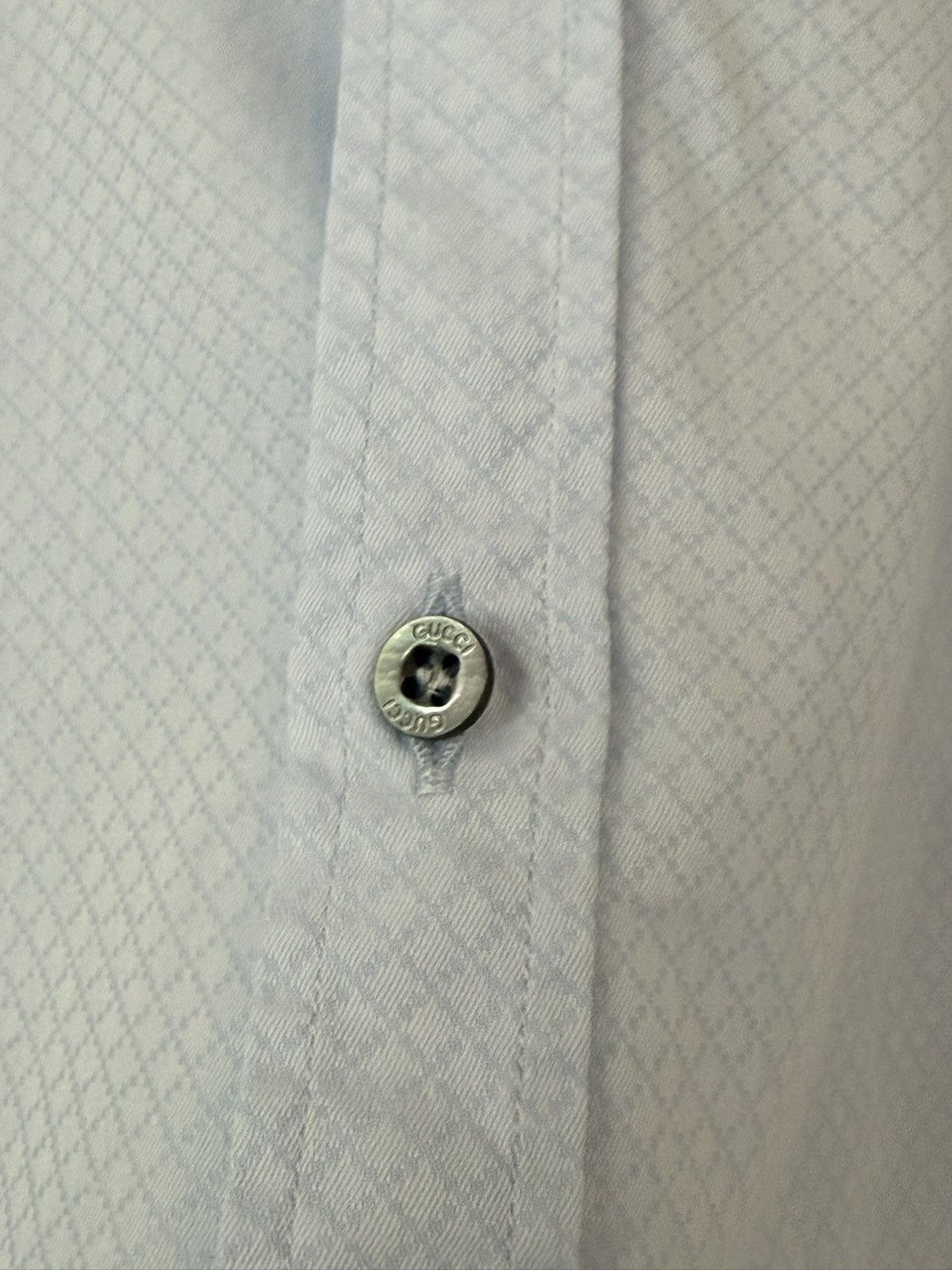 Gucci Light Blue Shirt with Micro Diamond Pattern Size US M / EU 48-50 / 2 - 8 Thumbnail