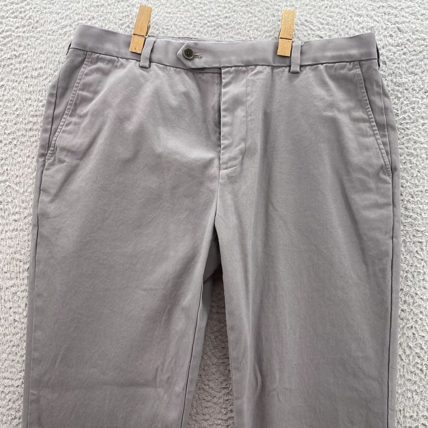 Brooks Brothers Brooks Brothers Pants 35x29 Gray Milano Fit Supima Cotton Golf Preppy Stretch Mens 90s Size US 35 - 3 Thumbnail