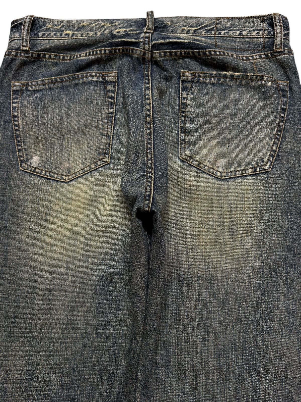 14th Addiction Vintage Y2K Japanese Brand Blue Mud Wash Whiskers Wide Leg Size US 34 / EU 50 - 5 Thumbnail