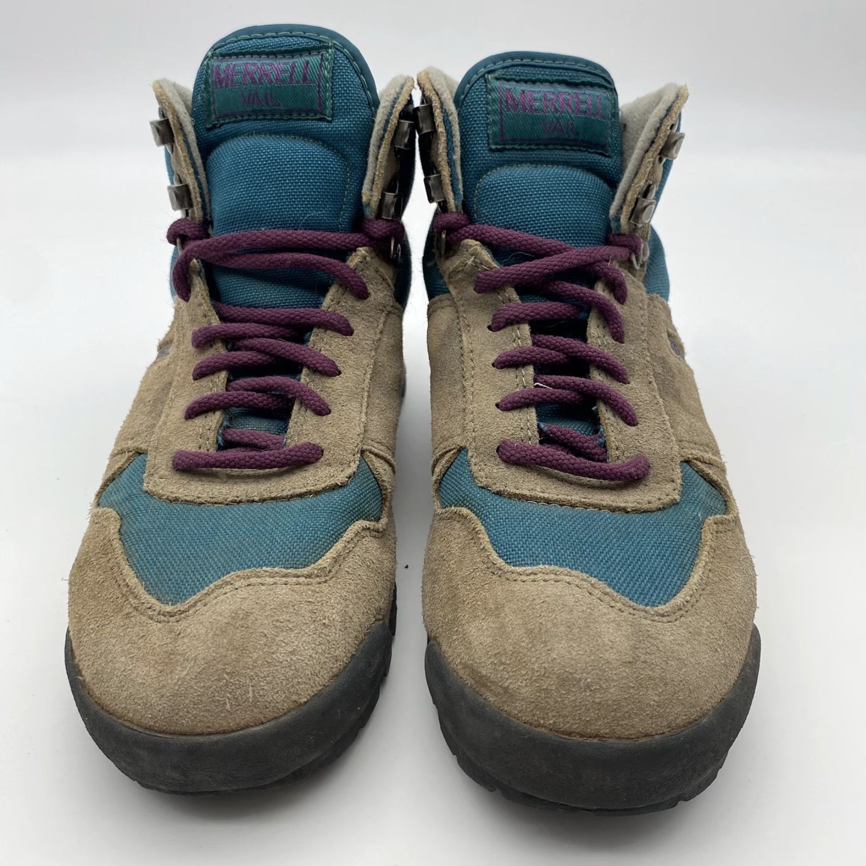 Merrell VINTAGE Merrell Womens Hiking Boots Lazer WTC+ 90s Suede Green Waterproof 7.5 UK 6.5 5 Eyelet Ankle Boot Womens Shoes Size M / US 6-8 / IT 42-44 - 4 Thumbnail