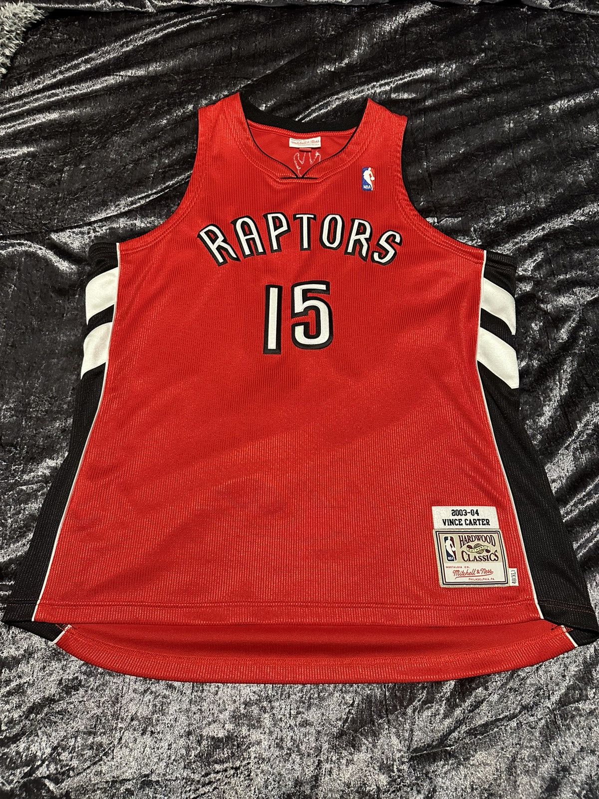 image of Mitchell Ness Authentic ‘03-04 Vince Carter Jersey in Red, Men's (Size XL)