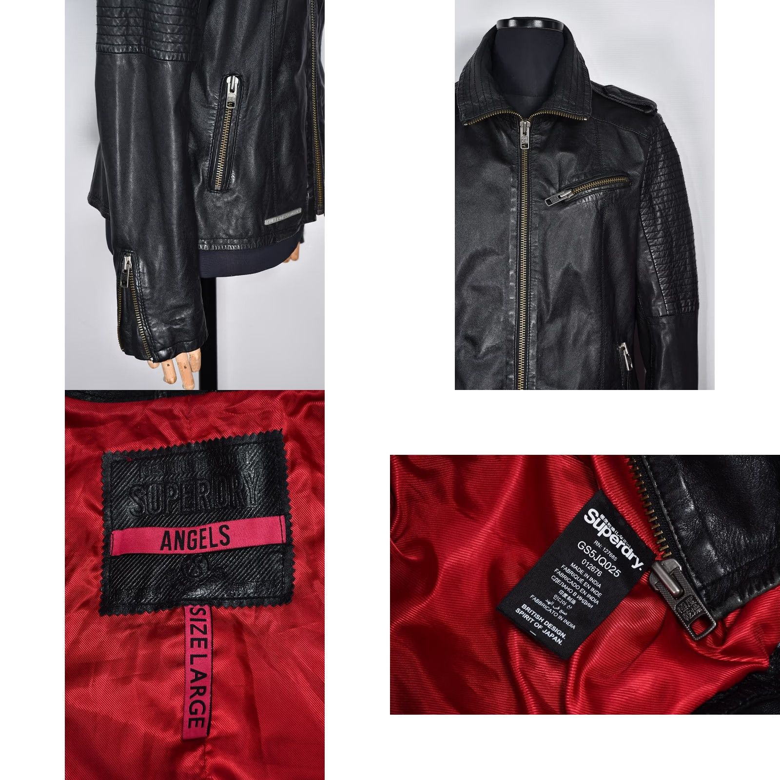 Superdry Superdry Leather Biker Jacket Women's L Black - 100% Genuine 51 cm Chest, Very Good Condition, Zip Closure, Casual Size L / US 10 / IT 46 - 8 Thumbnail